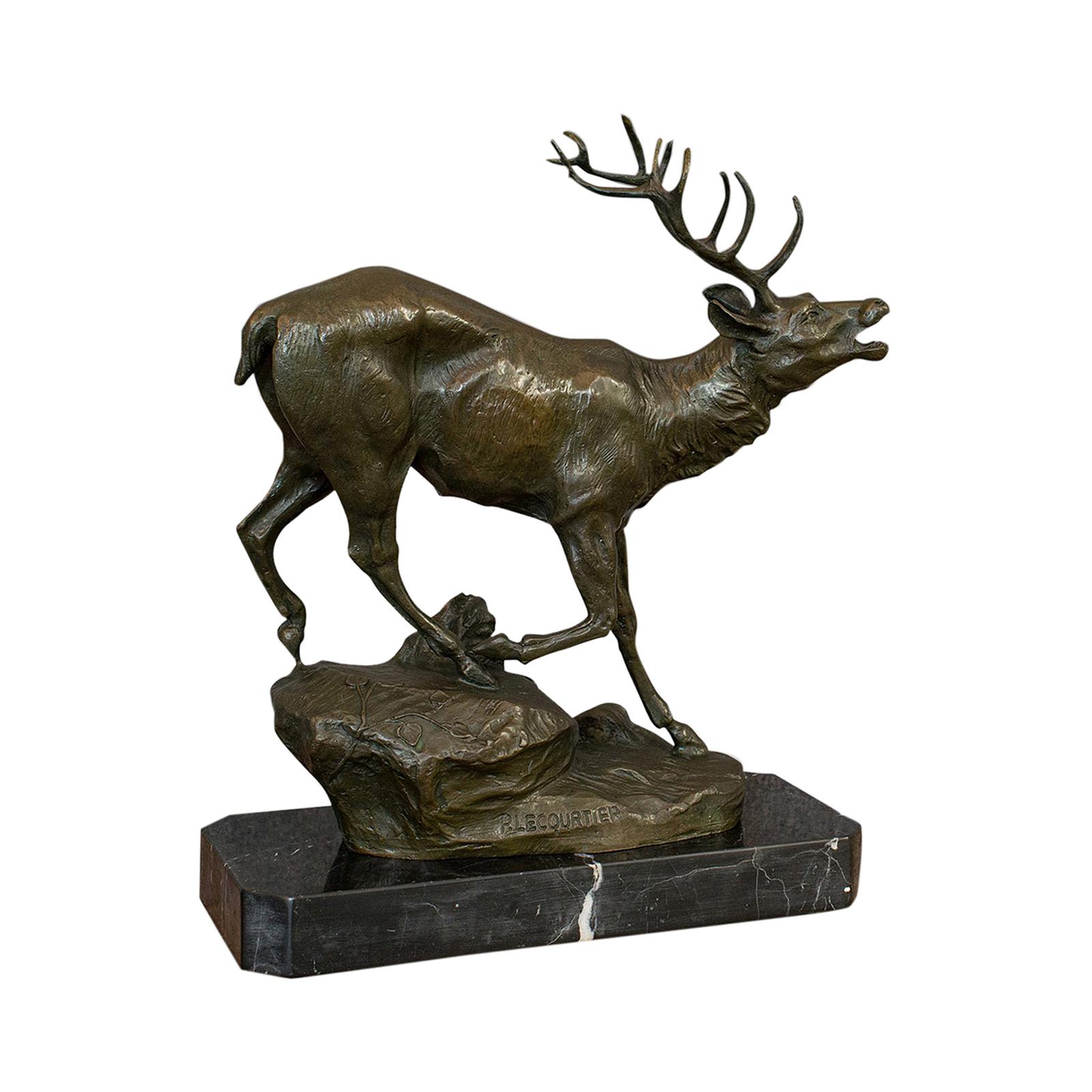 Antique Stag Bronze, French, Deer, Elk, Prosper LeCourtier, Victorian circa 1900
