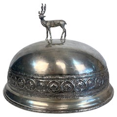 Antique Stag Covered Silverplate Meat Dome