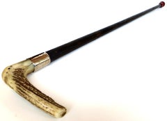 Antique Stag Horn Handle American Walking Stick Circa 1900
