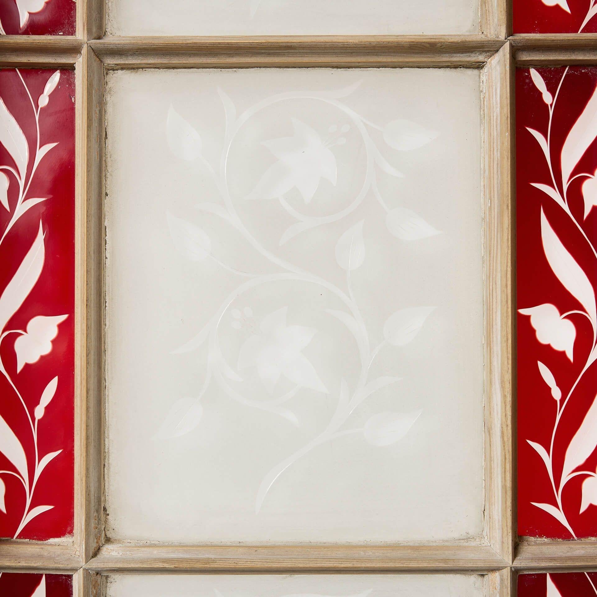 Vidriera antigua Stained glass y Etched glass Hecho a mano en venta