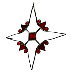 Panel antiguo de vidriera navideña Stained glass  Hand Made francés