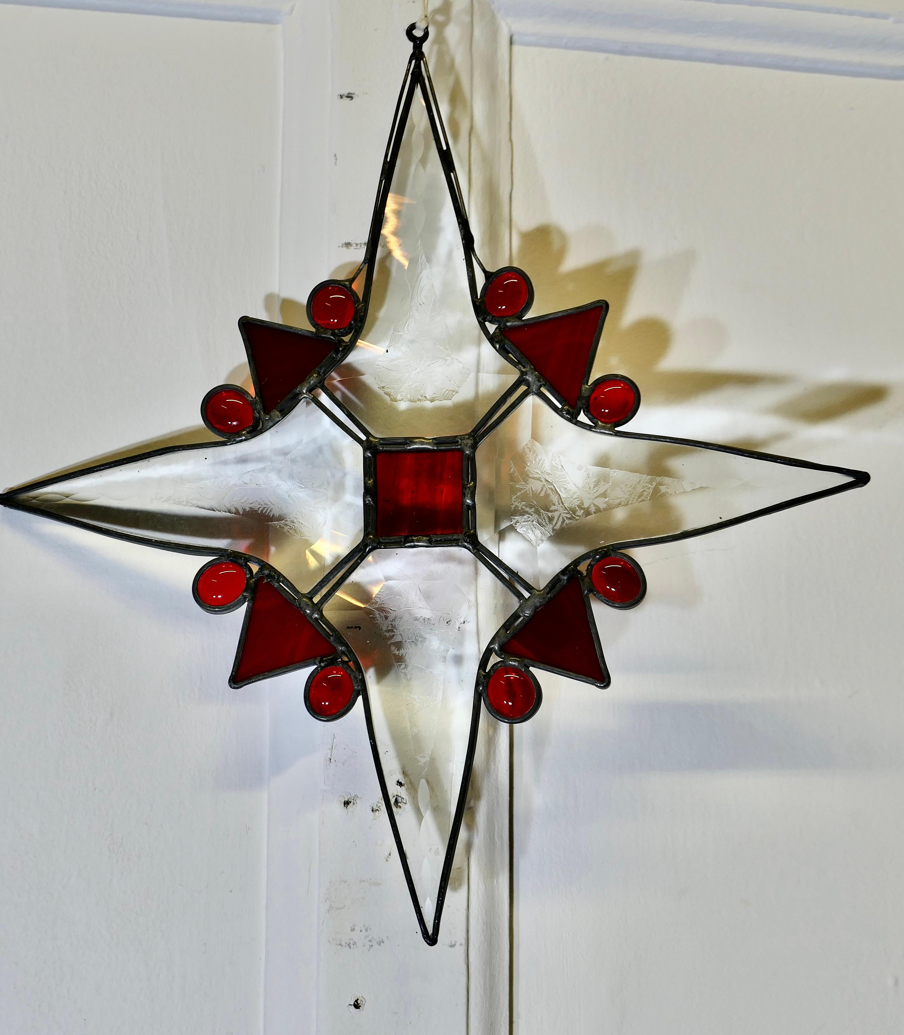 Antike Glasmalerei Weihnachten Window Panel  Französisch Hand Made im Angebot 2