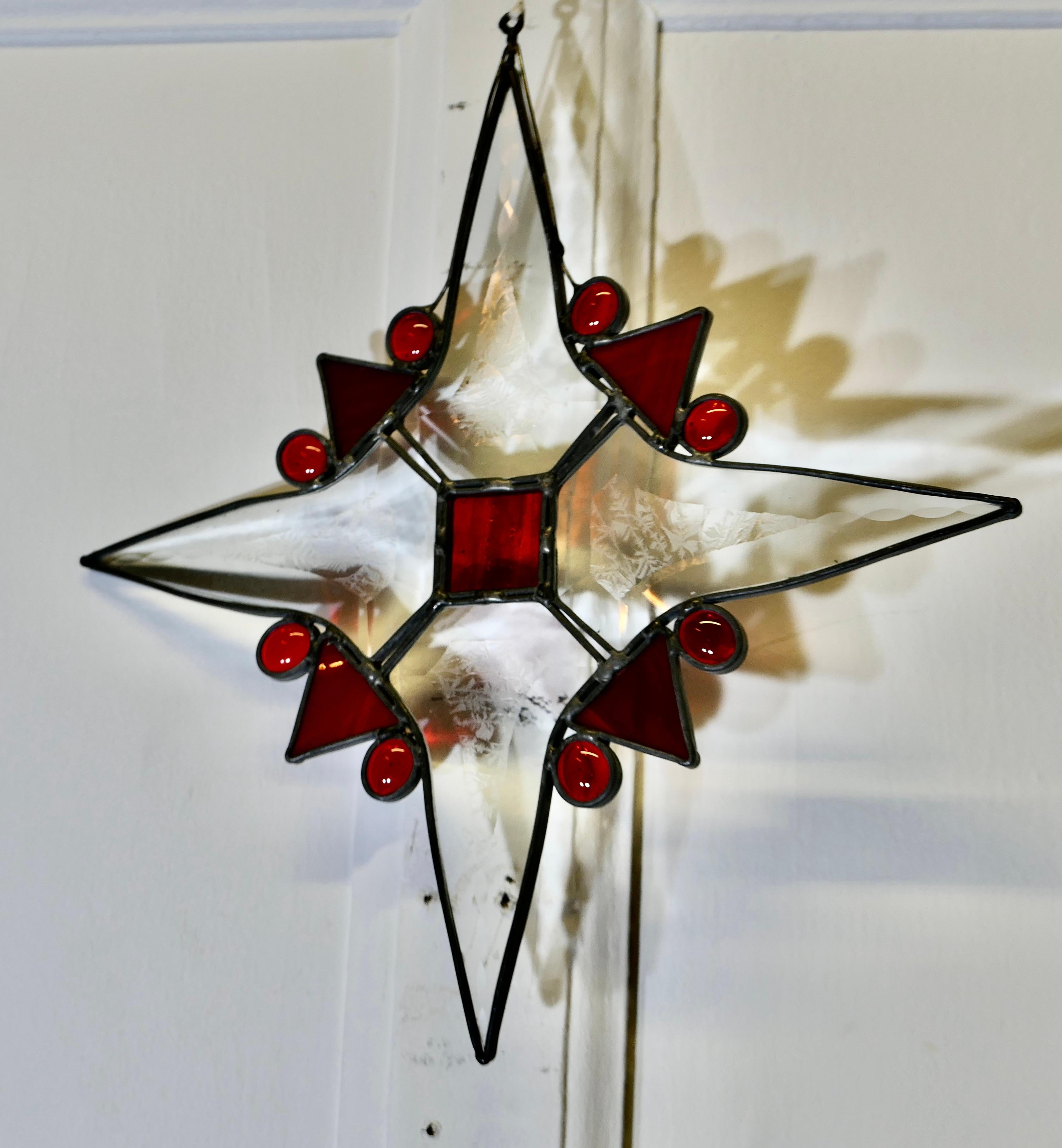 Antike Glasmalerei Weihnachten Window Panel  Französisch Hand Made im Angebot 3