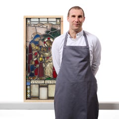 Antique Stained Glass Depiction of Jesus Performing A Blessing