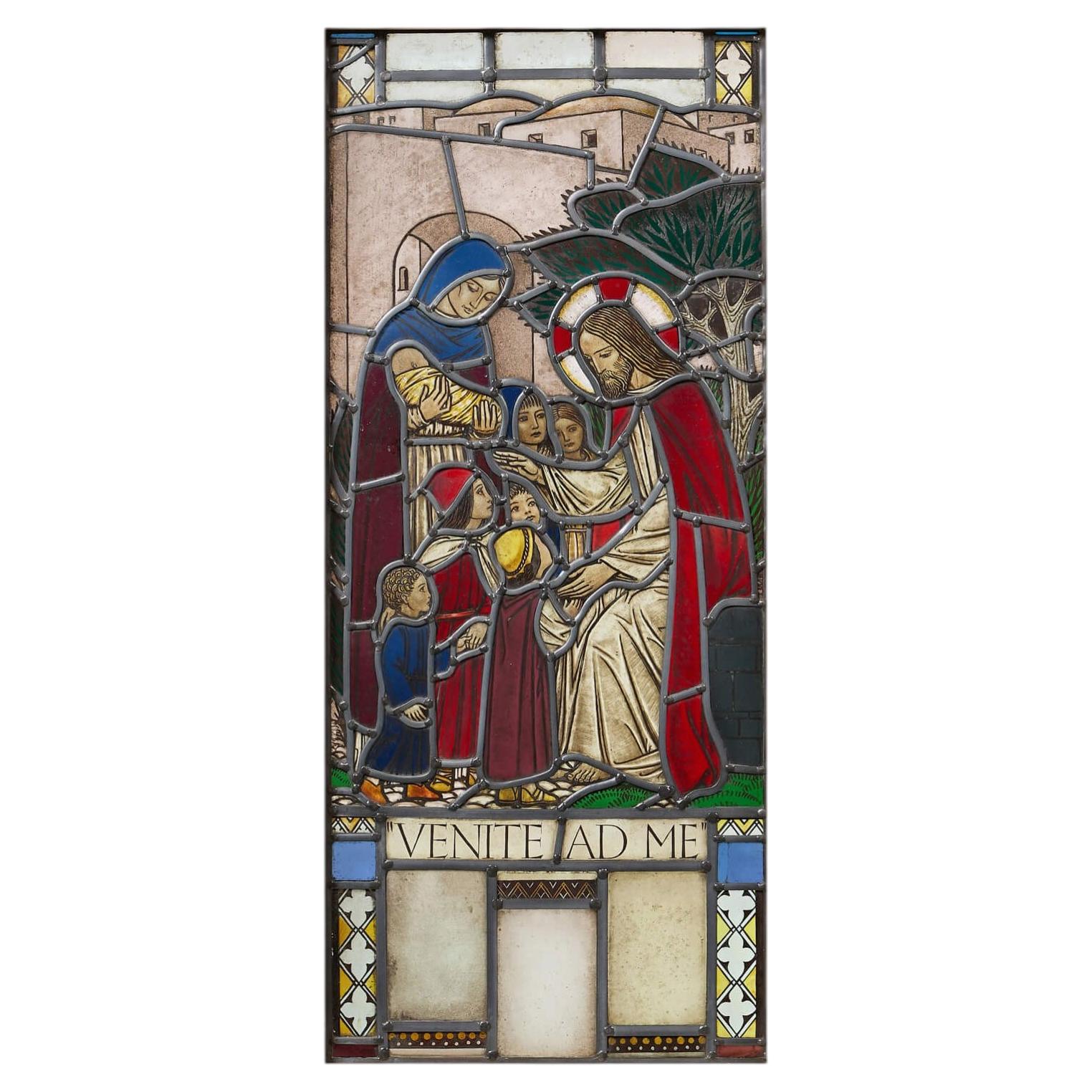 Antike Stained glass Darstellung von Jesus, der einen Segen ausführt