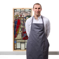 Antique Stained Glass Depiction of Jesus Performing A Healing