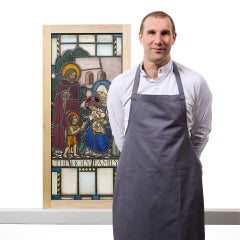 Vitrail ancien représentant la Sainte Famille