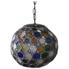 Vintage Stained Glass Hanging Pendant Light, U.S.A, 1960s