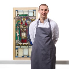 Antique Stained Glass of Purification of Mary and the Presentation of Our Lord