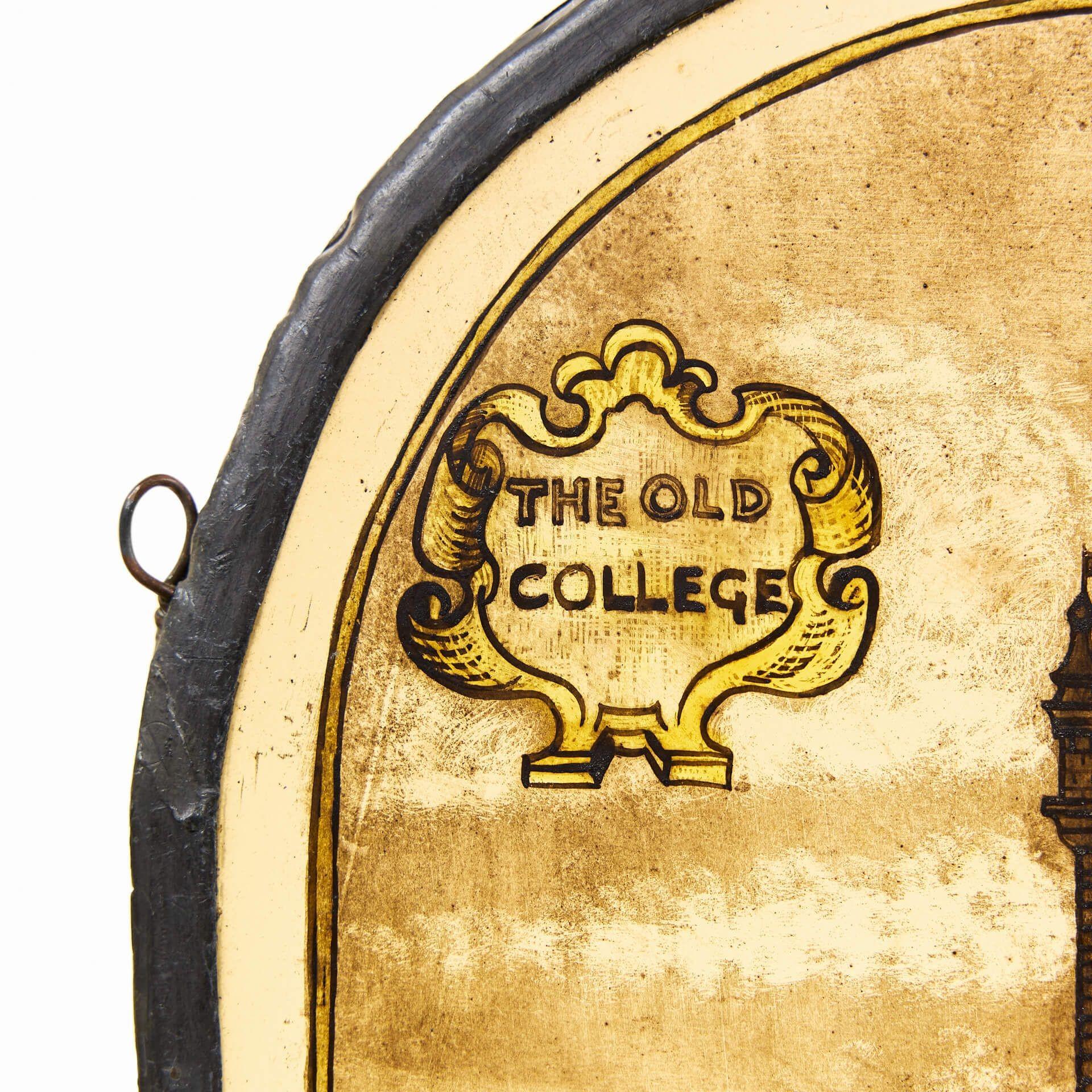 Scottish Antique Stained Glass Panel of Glasgow's Old College For Sale