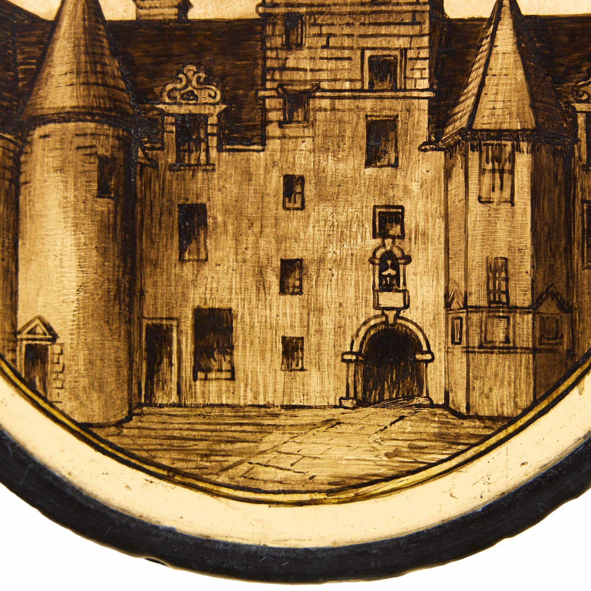Antique Stained Glass Panel of Glasgow's Old College In Fair Condition For Sale In Wormelow, Herefordshire