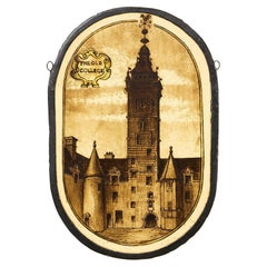 Antique Stained Glass Panel of Glasgow's Old College