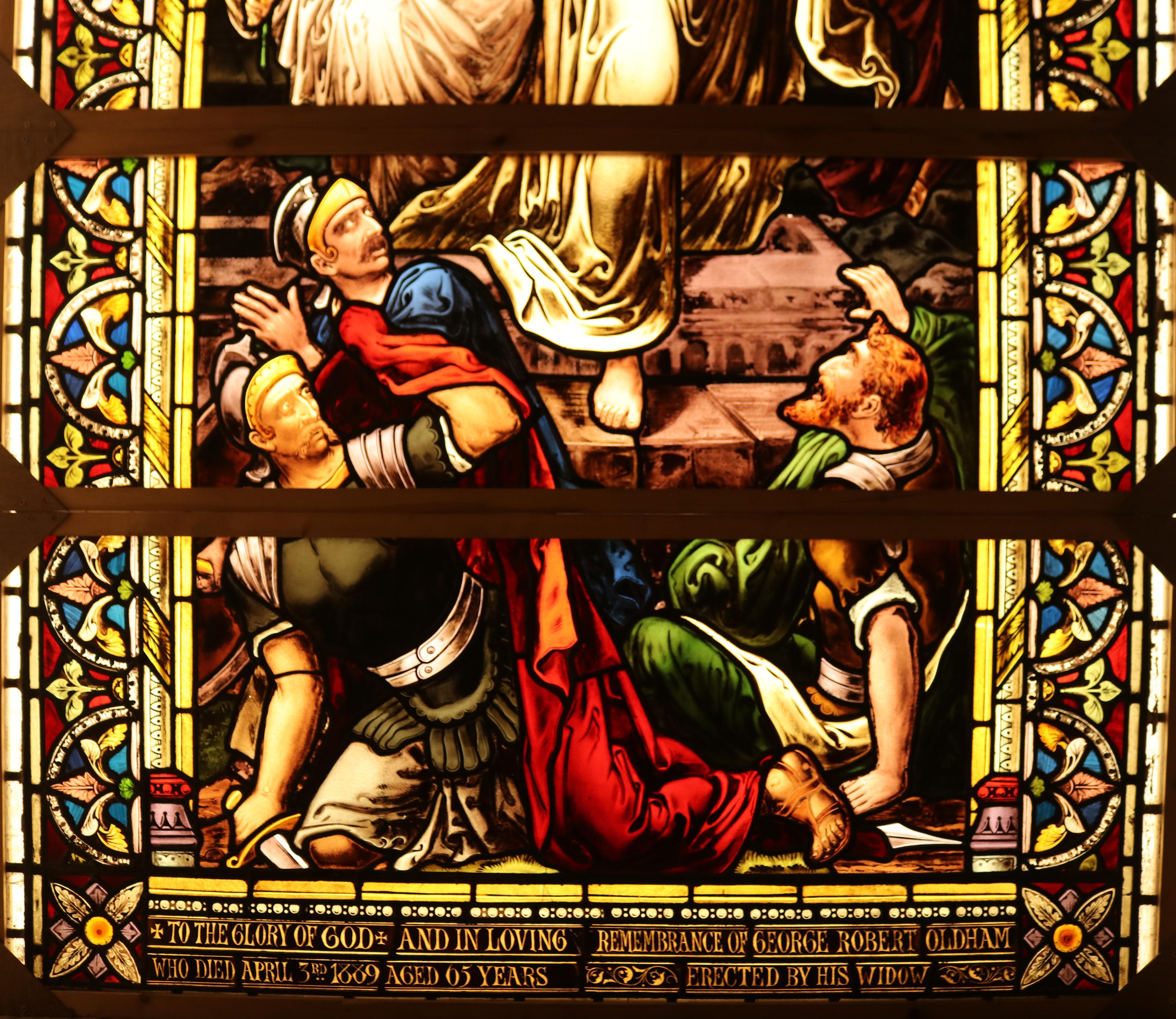 Antique Stained Glass Religious Scene Window 6