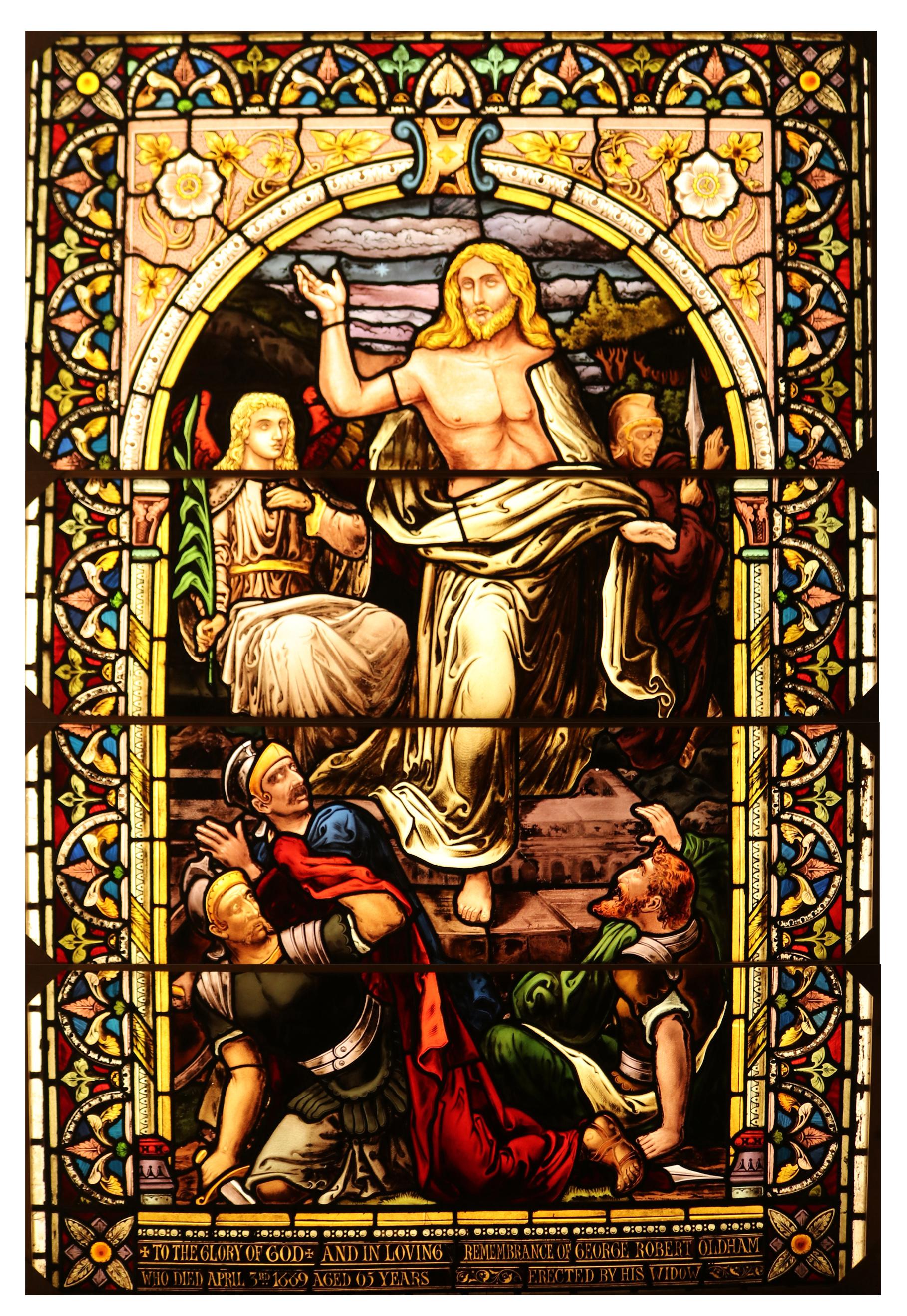 Antique Stained Glass Religious Scene Window 9
