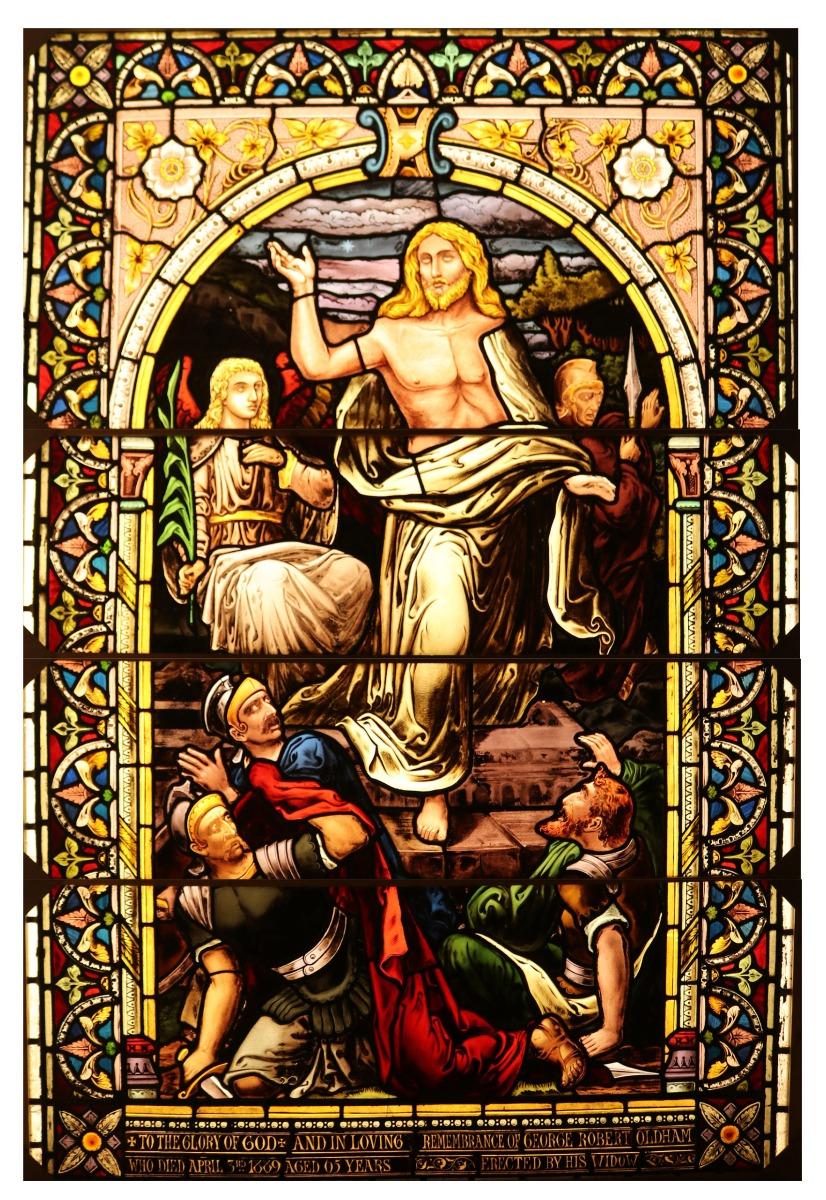 A late Victorian stained glass window depicting the Resurrection of Christ

Additional Dimensions:

Overall including temporary frame

Height 239 cm

Width 152 cm (excluding frame 146 cm)

Depth 3 cm

Panel 1

Height 75.5

Panel