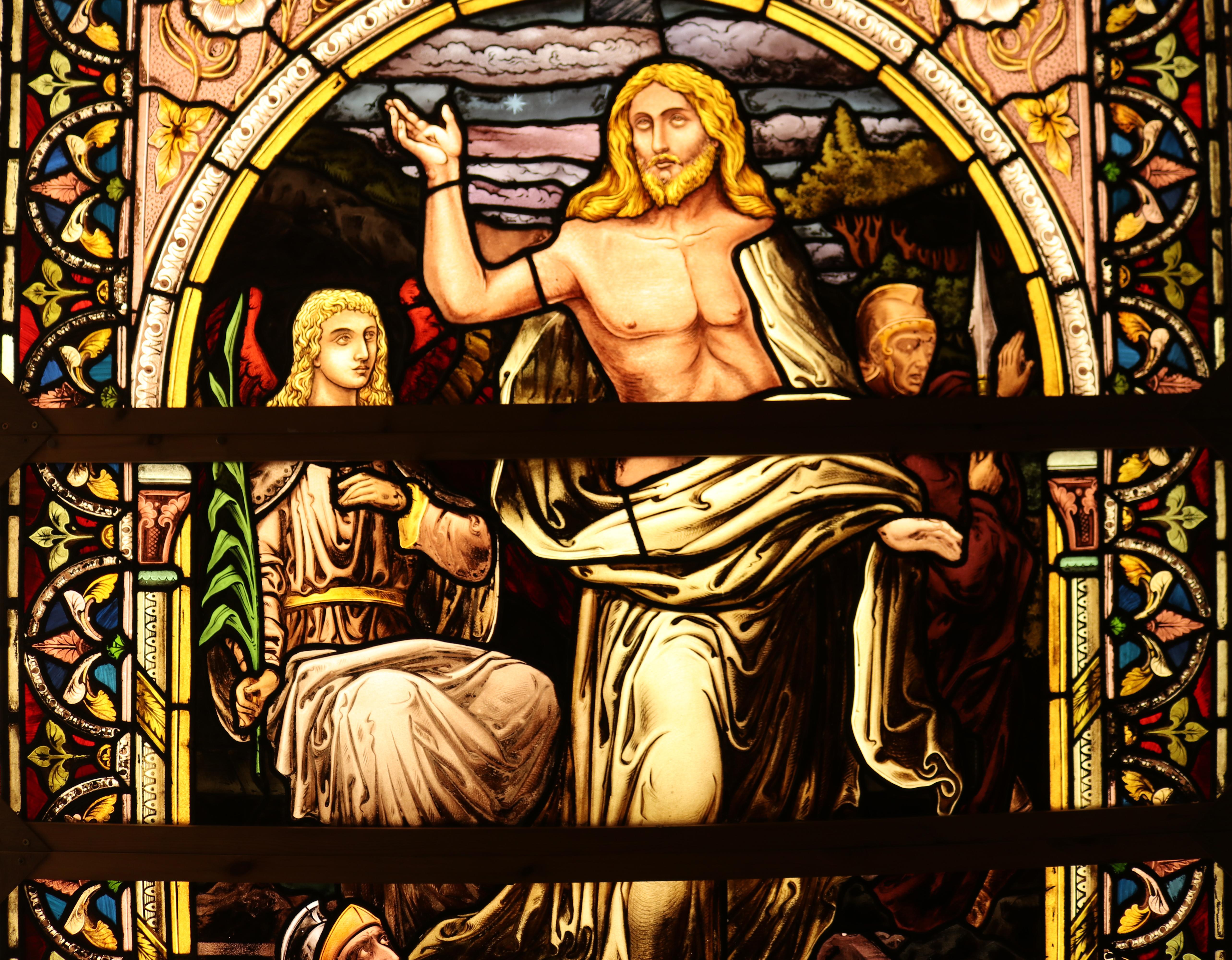 Antique Stained Glass Religious Scene Window 5