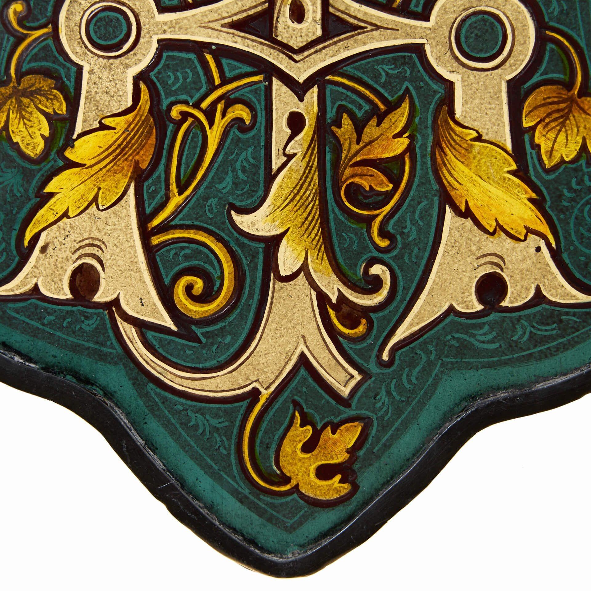 English Antique Stained Glass Shield Panel of Monogram For Sale