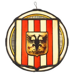 Antique Stained Glass Suncatcher Eagle Panel