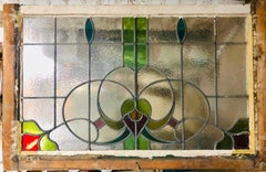 Antique Stained Glass Window 43" x 27"