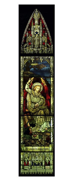 Antique Stained Glass Window Depicting An Angel