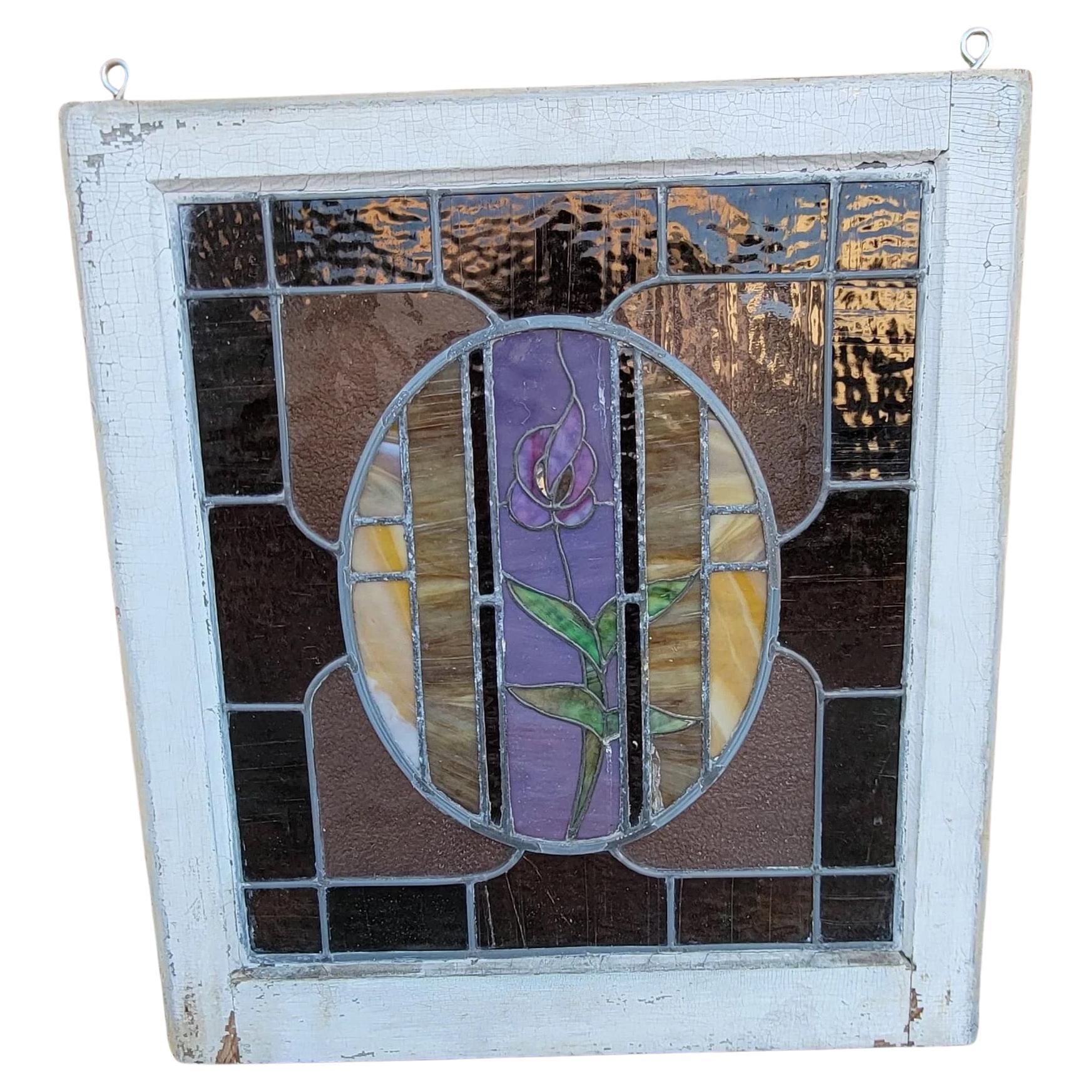 Antique Stained Glass Window For Sale