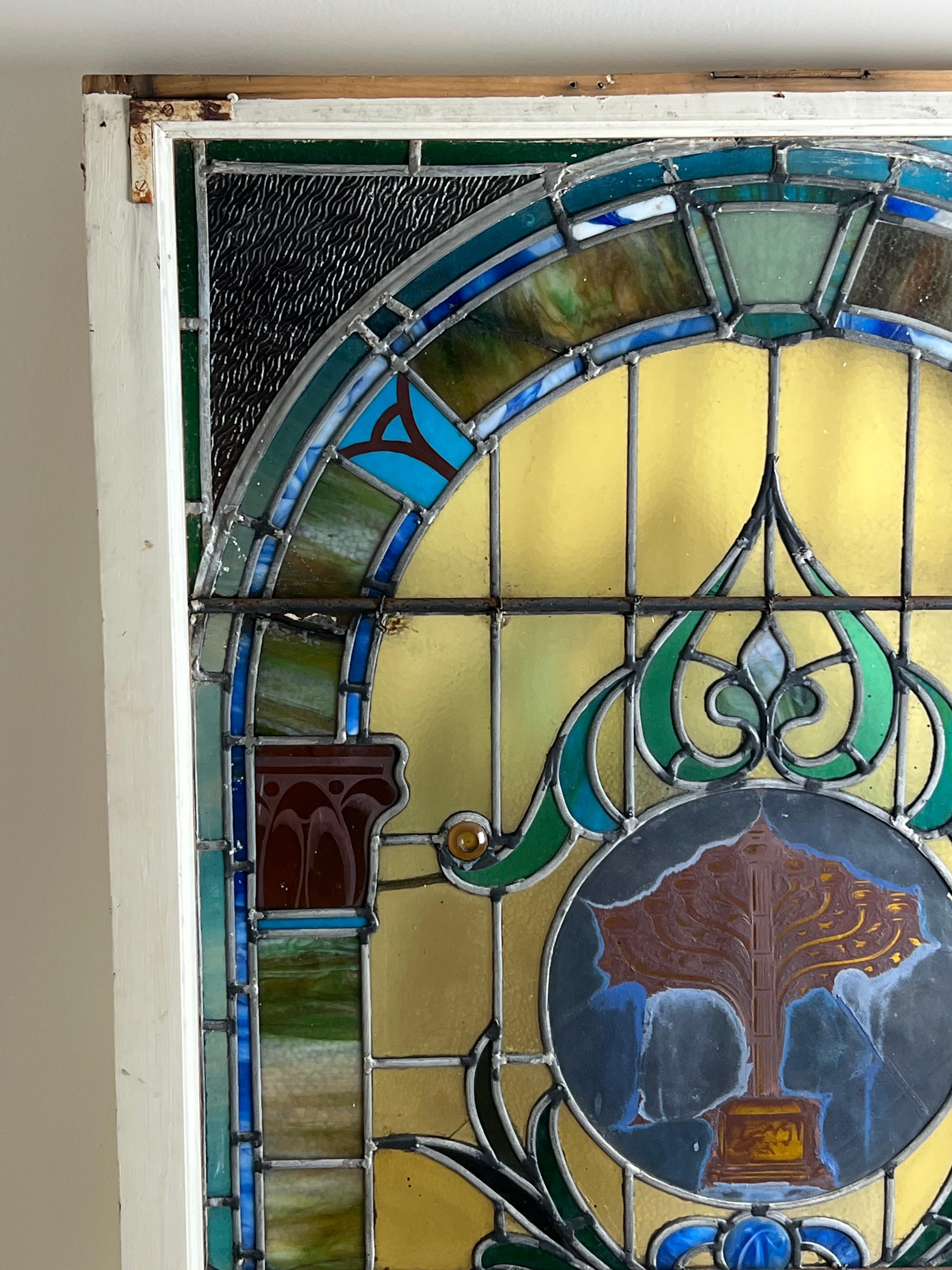 Antique Stained Glass Window From Temple Beth El Springfield MA c. Early 20th Ce For Sale 5
