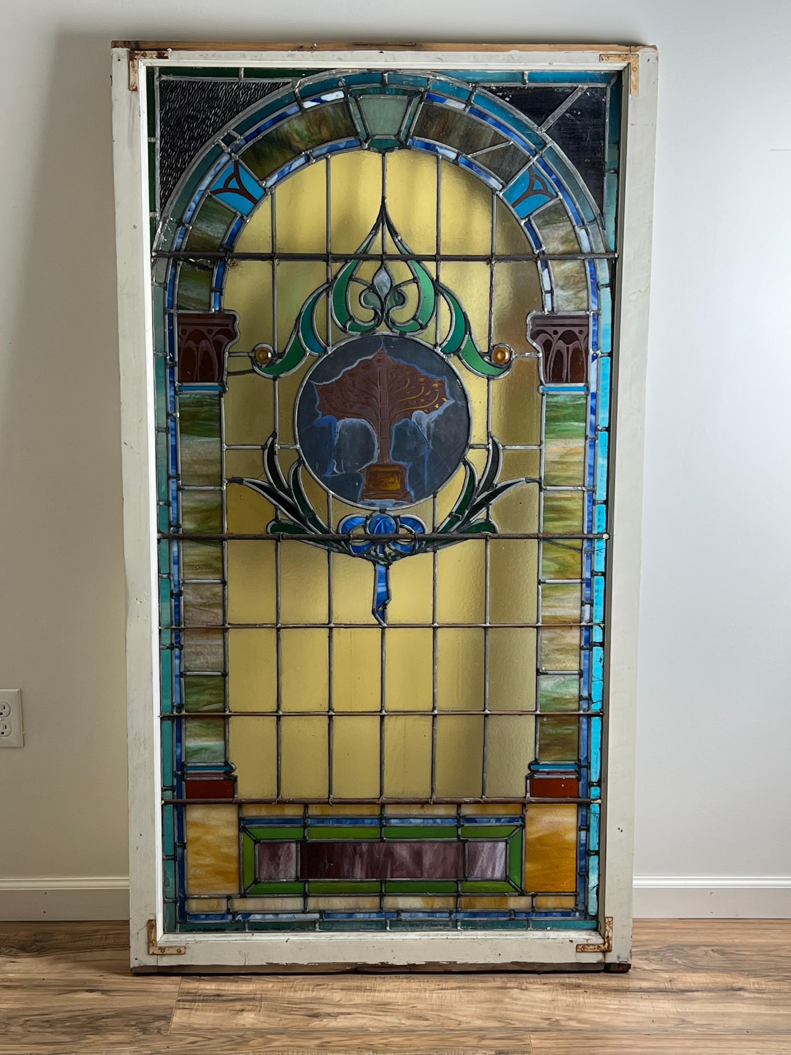 Antique Stained Glass Window From Temple Beth El Springfield MA c. Early 20th Ce For Sale 6