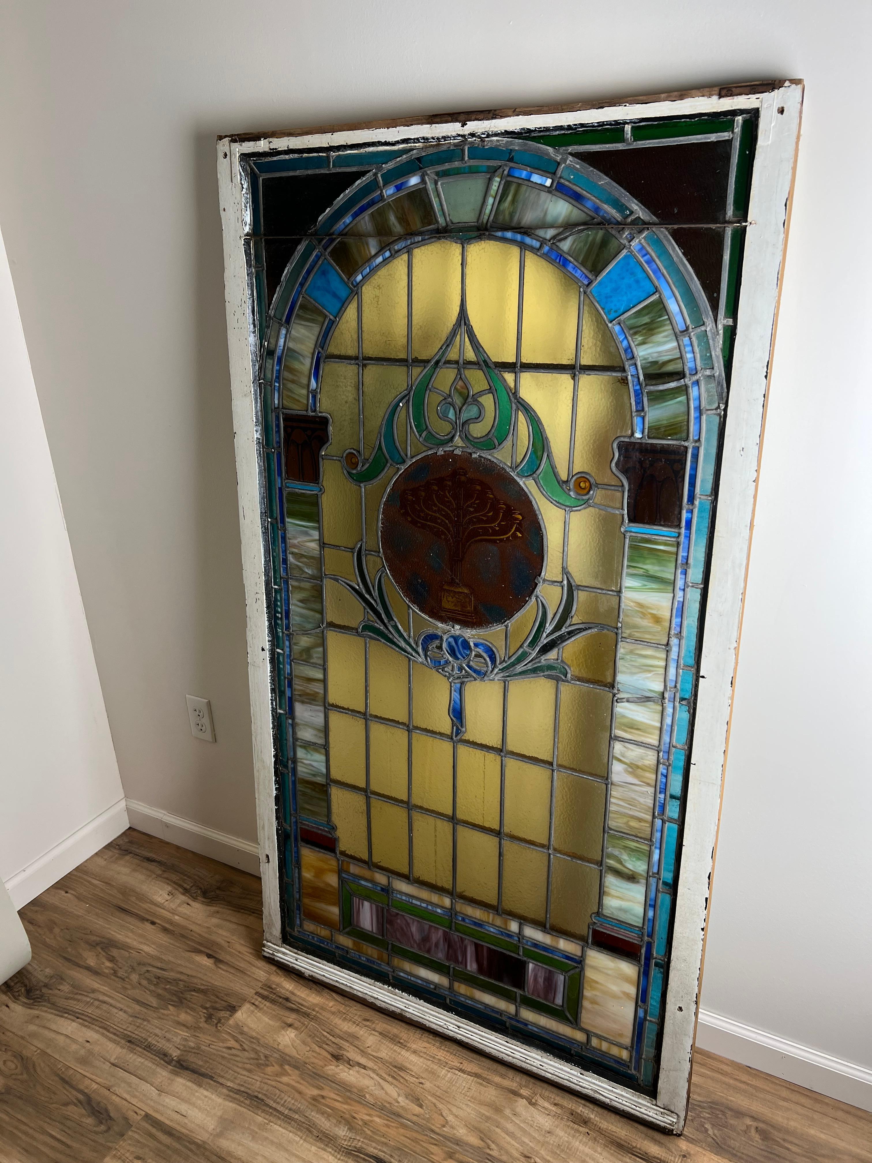 Antique Stained Glass Window From Temple Beth El Springfield MA c. Early 20th Ce For Sale 7