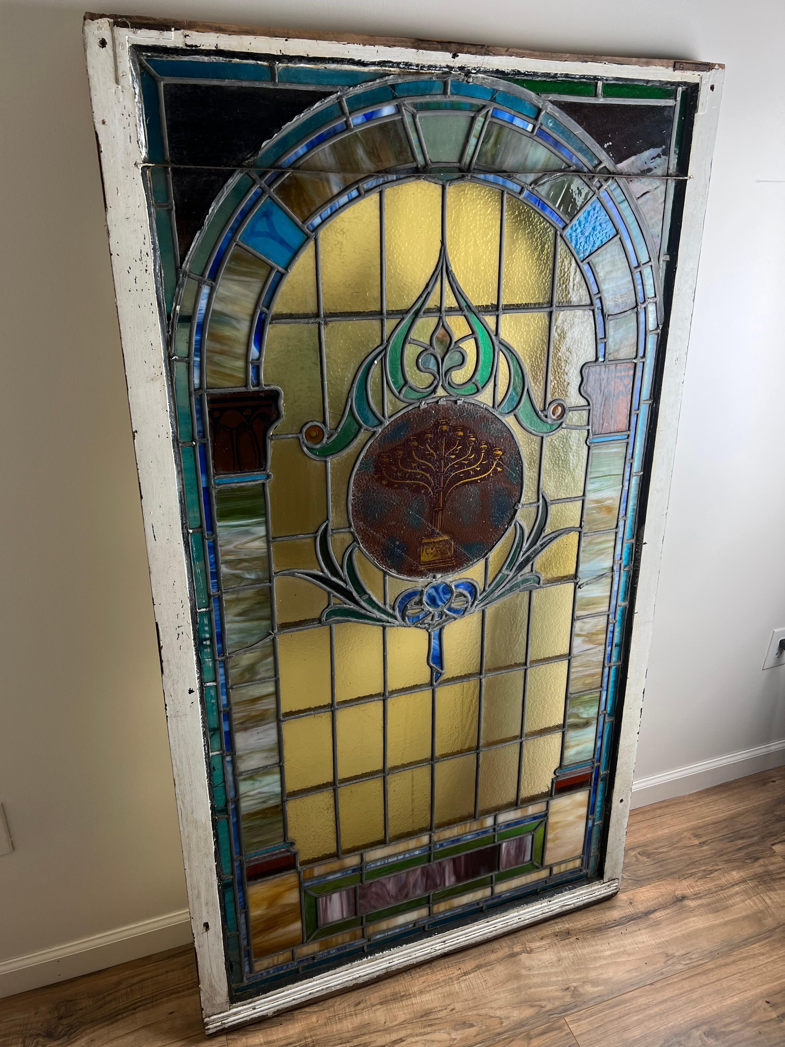 Antique Stained Glass Window From Temple Beth El Springfield MA c. Early 20th Ce For Sale 8