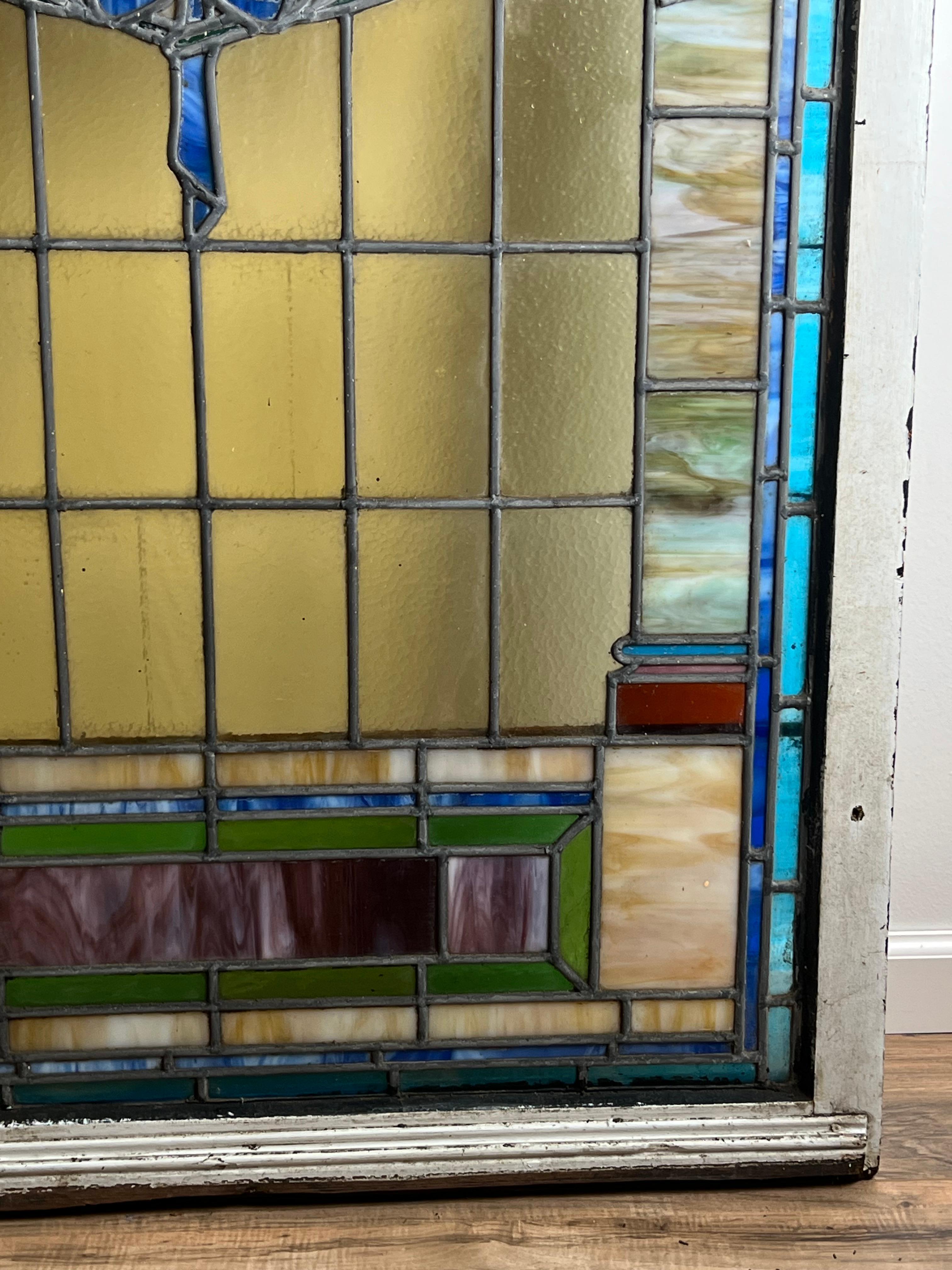Antique Stained Glass Window From Temple Beth El Springfield MA c. Early 20th Ce For Sale 9