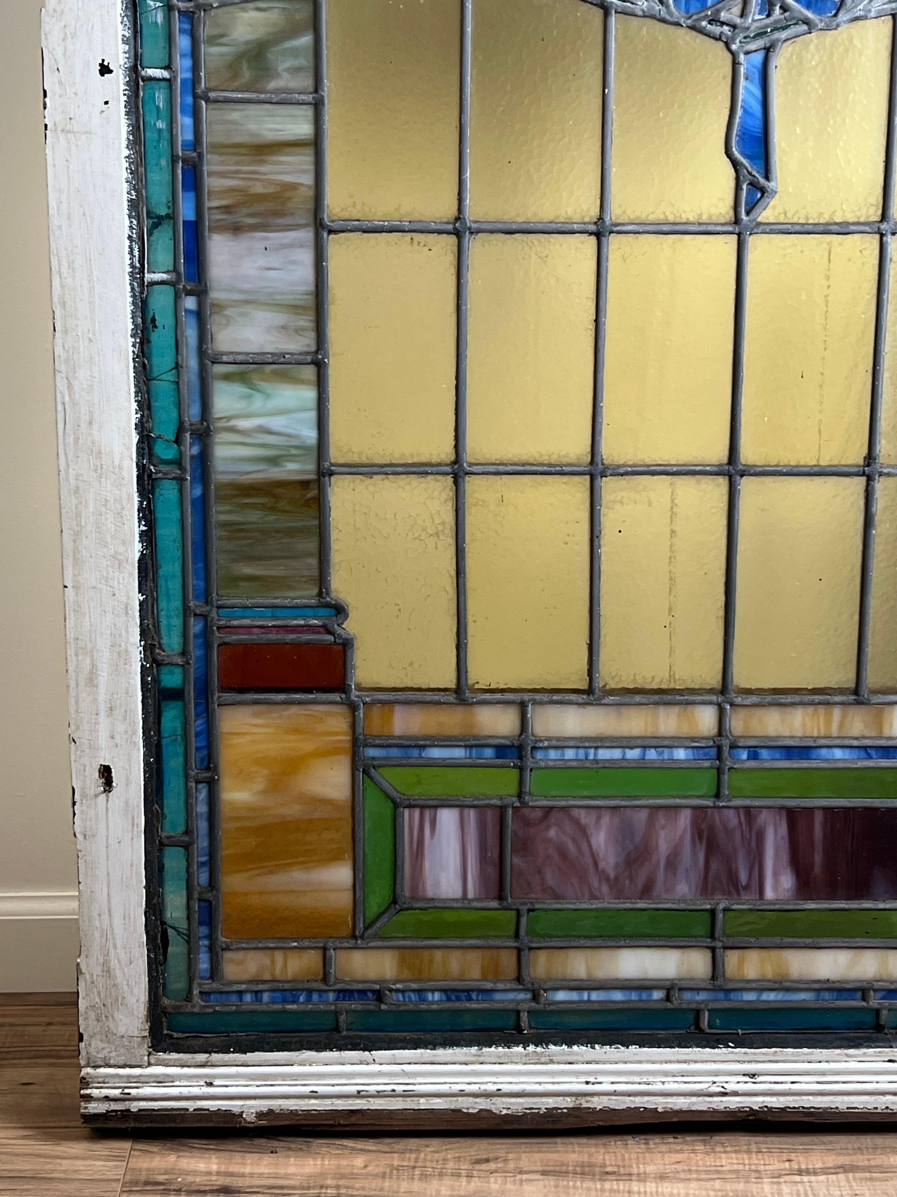 Antique Stained Glass Window From Temple Beth El Springfield MA c. Early 20th Ce For Sale 10