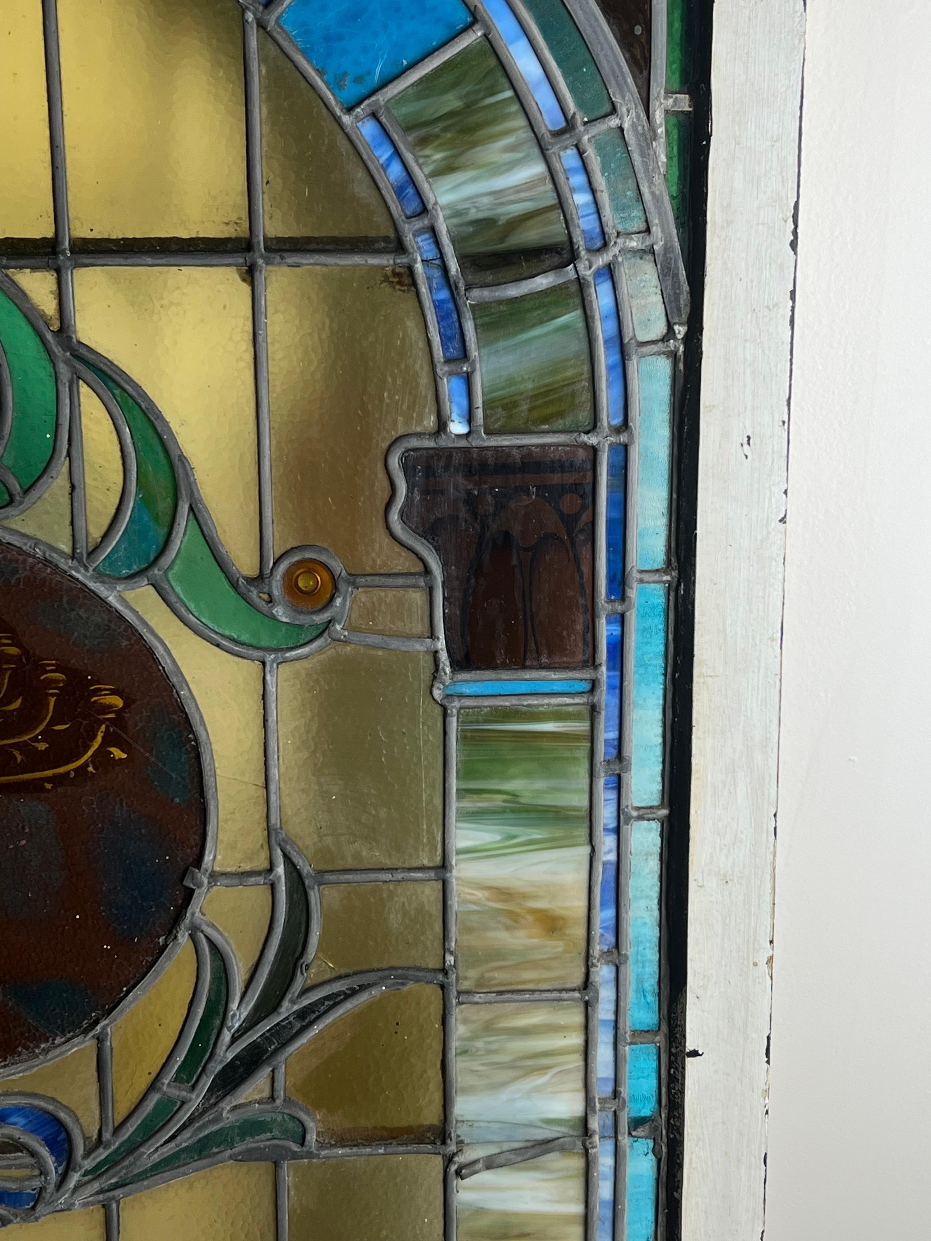 Antique Stained Glass Window From Temple Beth El Springfield MA c. Early 20th Ce For Sale 11