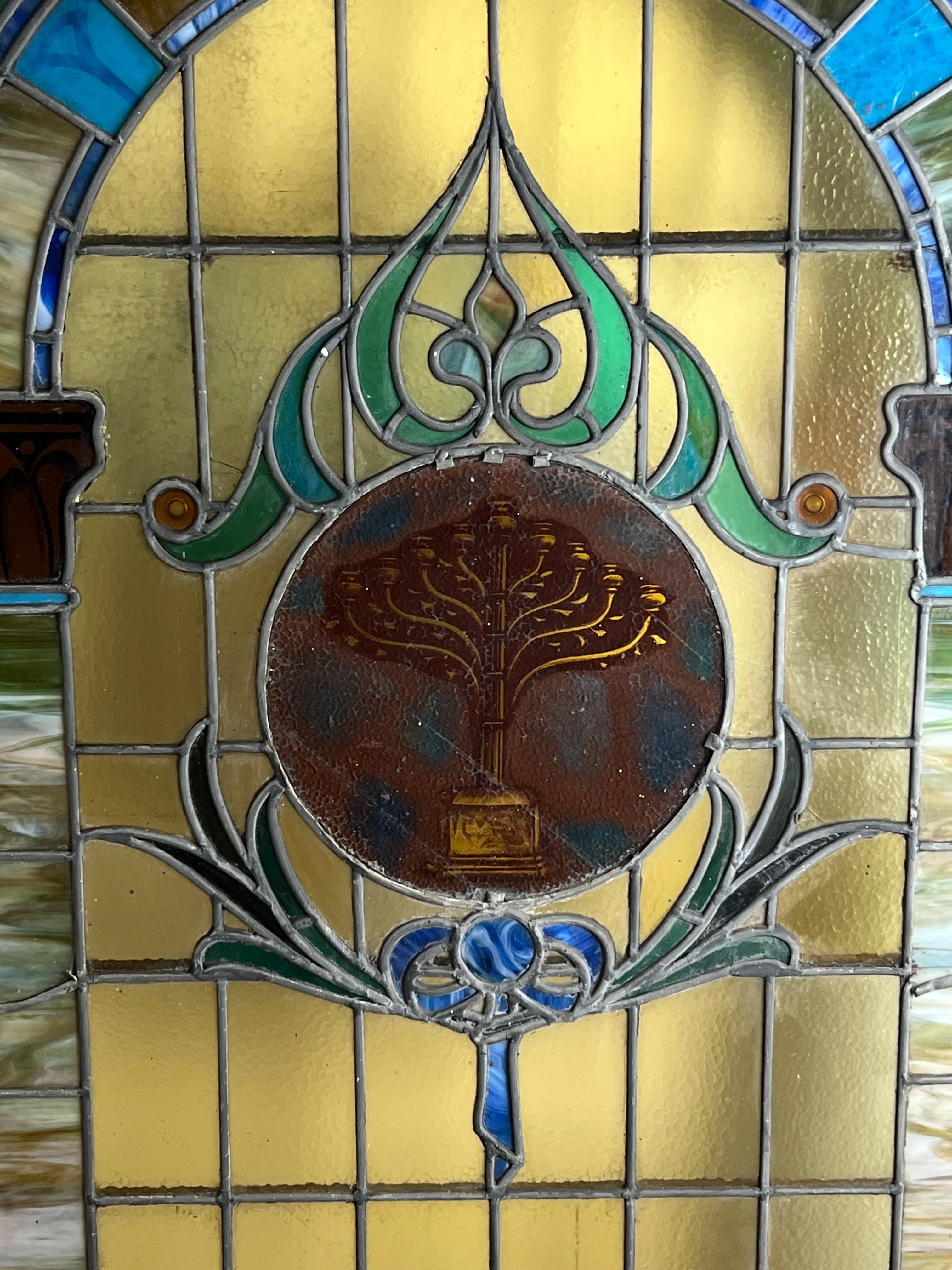 Antique Stained Glass Window From Temple Beth El Springfield MA c. Early 20th Ce For Sale 12
