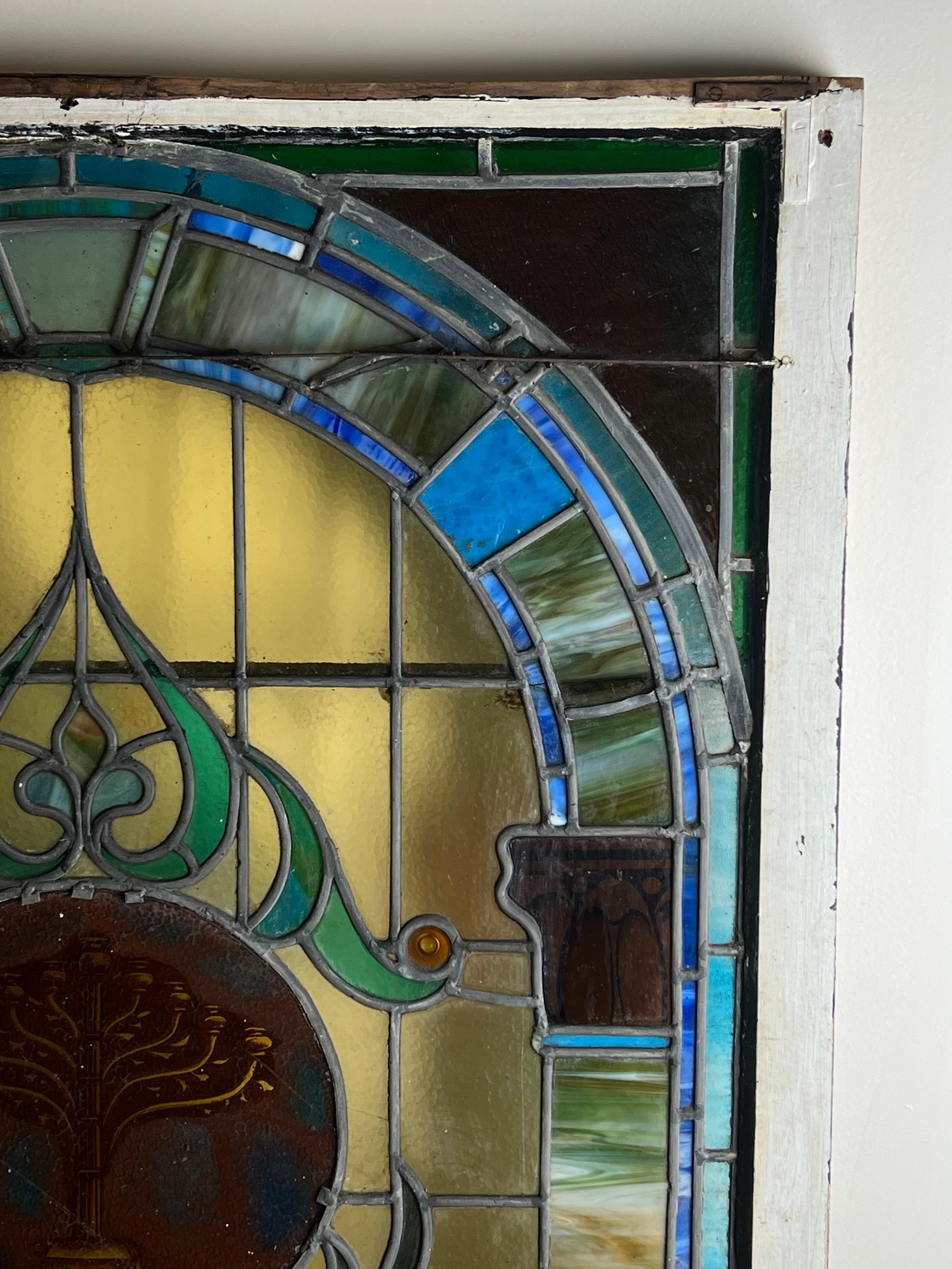 Antique Stained Glass Window From Temple Beth El Springfield MA c. Early 20th Ce For Sale 13