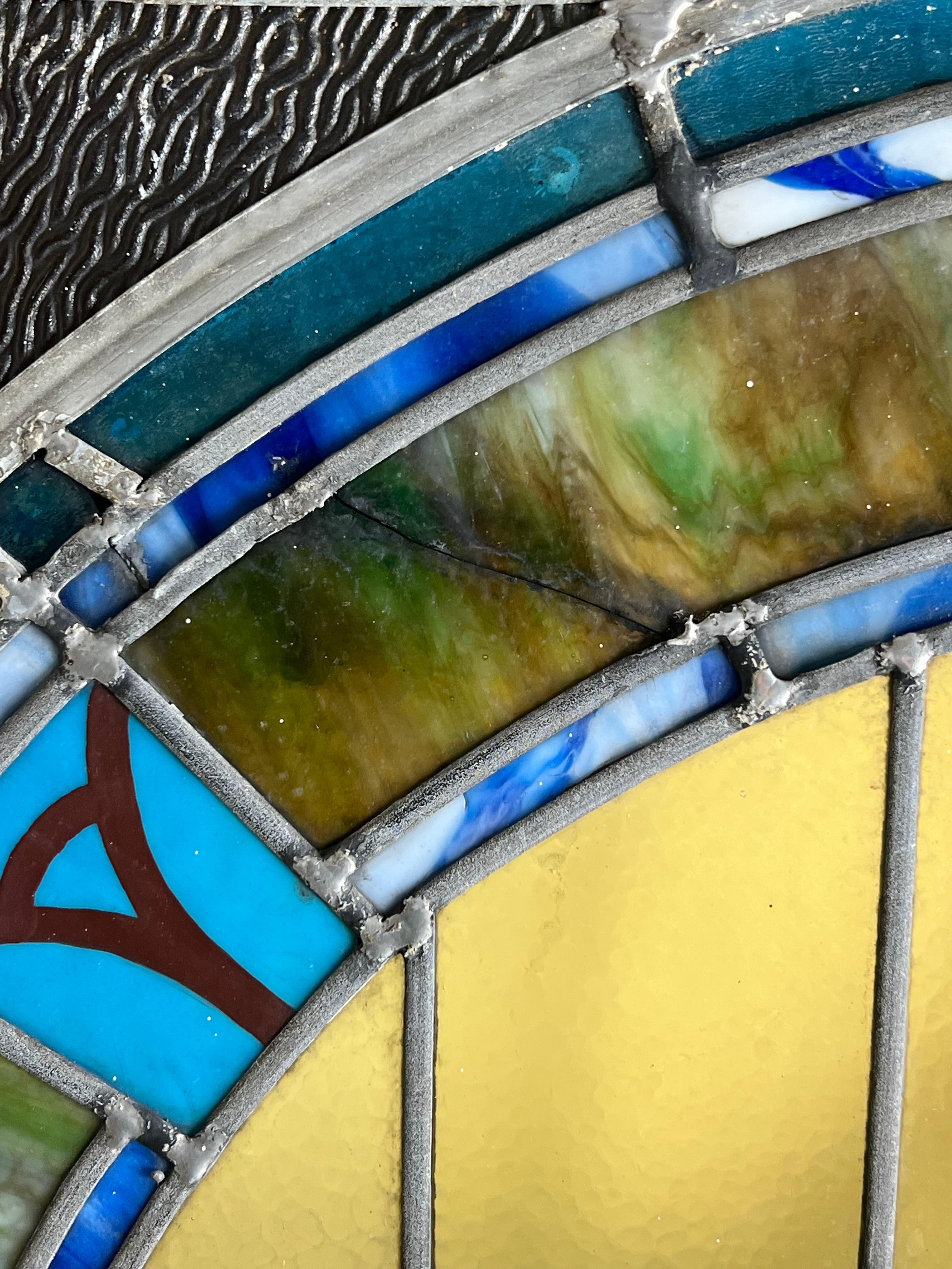 20th Century Antique Stained Glass Window From Temple Beth El Springfield MA c. Early 20th Ce For Sale