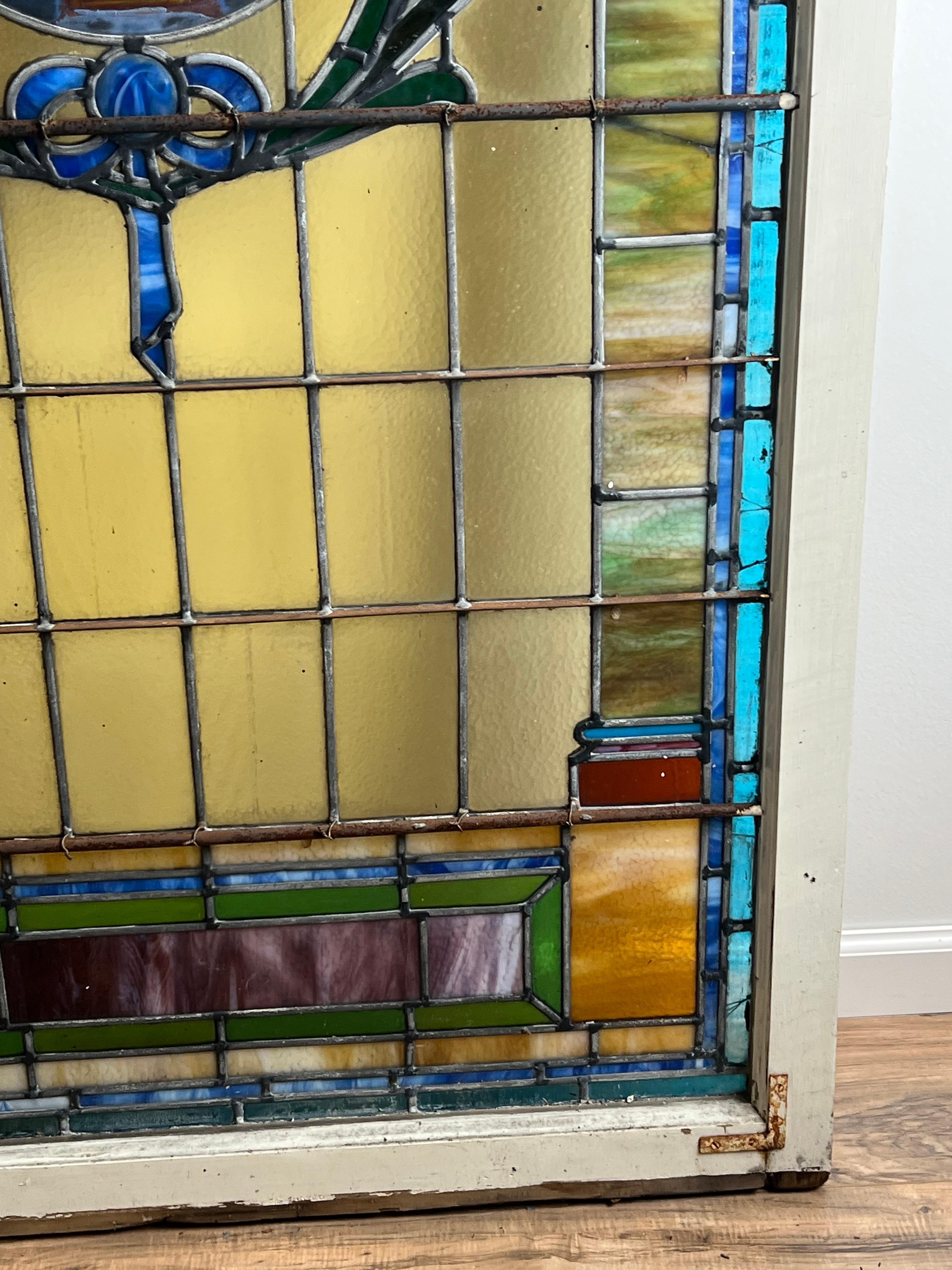 Antique Stained Glass Window From Temple Beth El Springfield MA c. Early 20th Ce For Sale 1