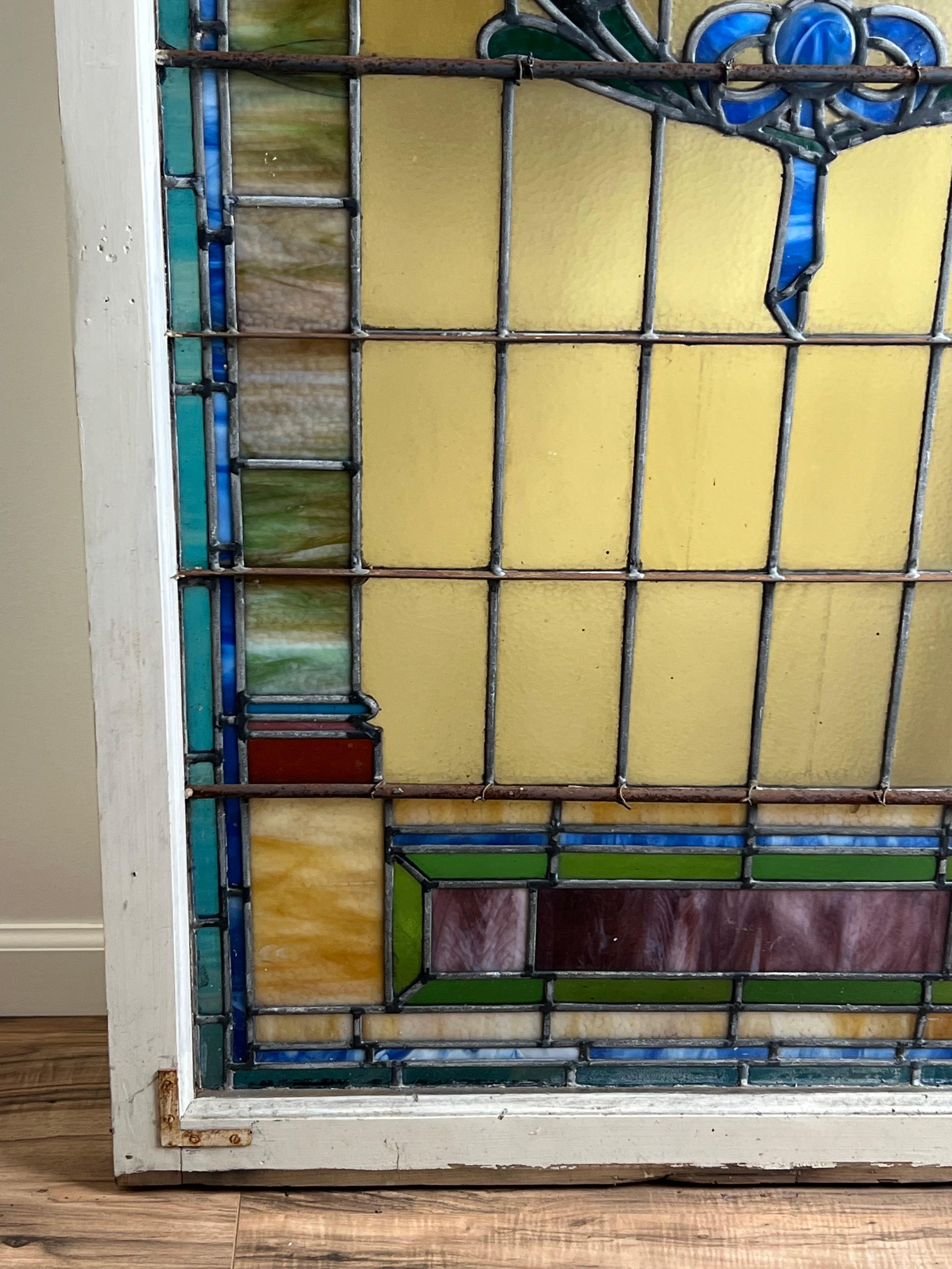 Antique Stained Glass Window From Temple Beth El Springfield MA c. Early 20th Ce For Sale 2