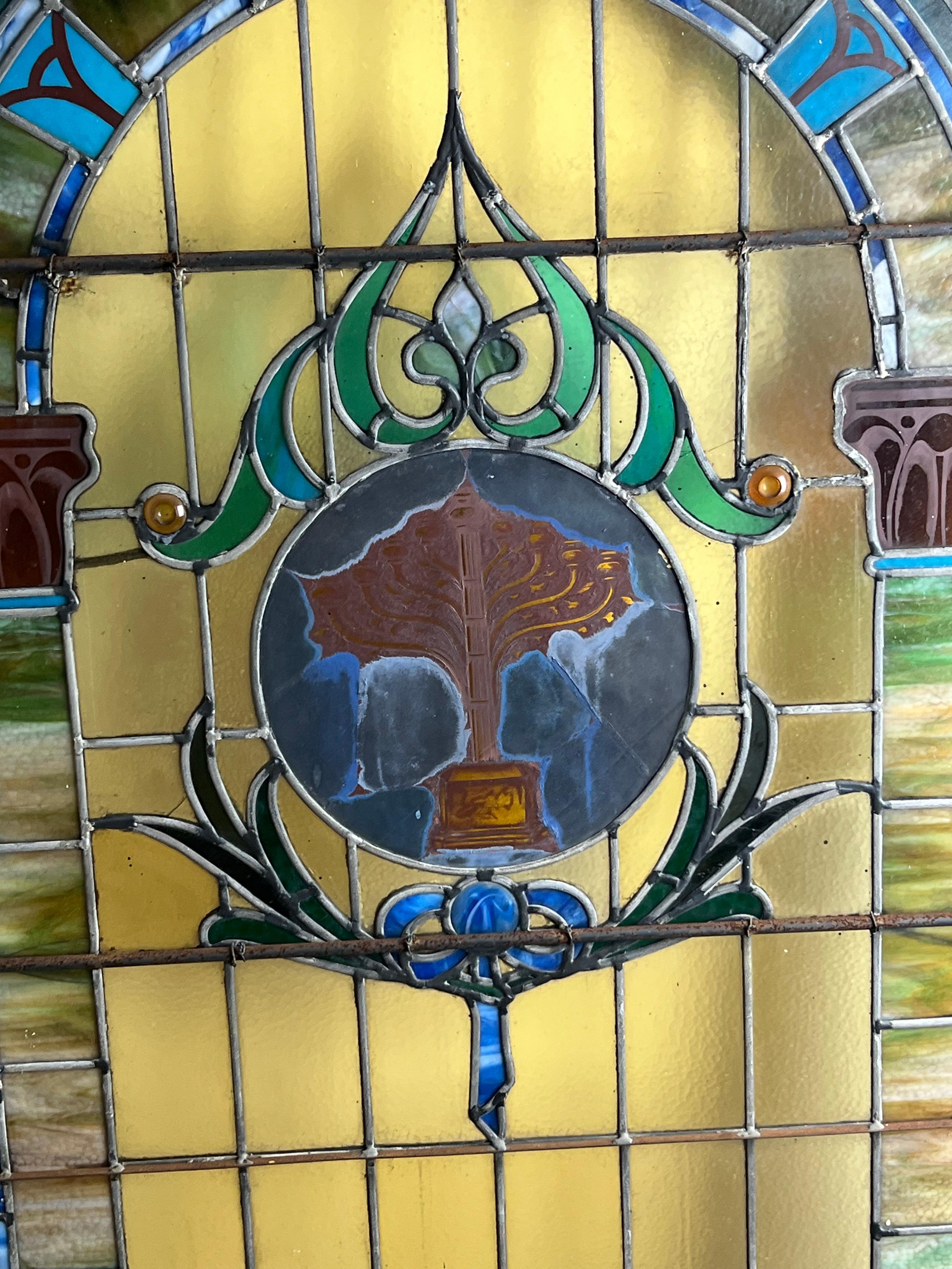 Antique Stained Glass Window From Temple Beth El Springfield MA c. Early 20th Ce For Sale 3