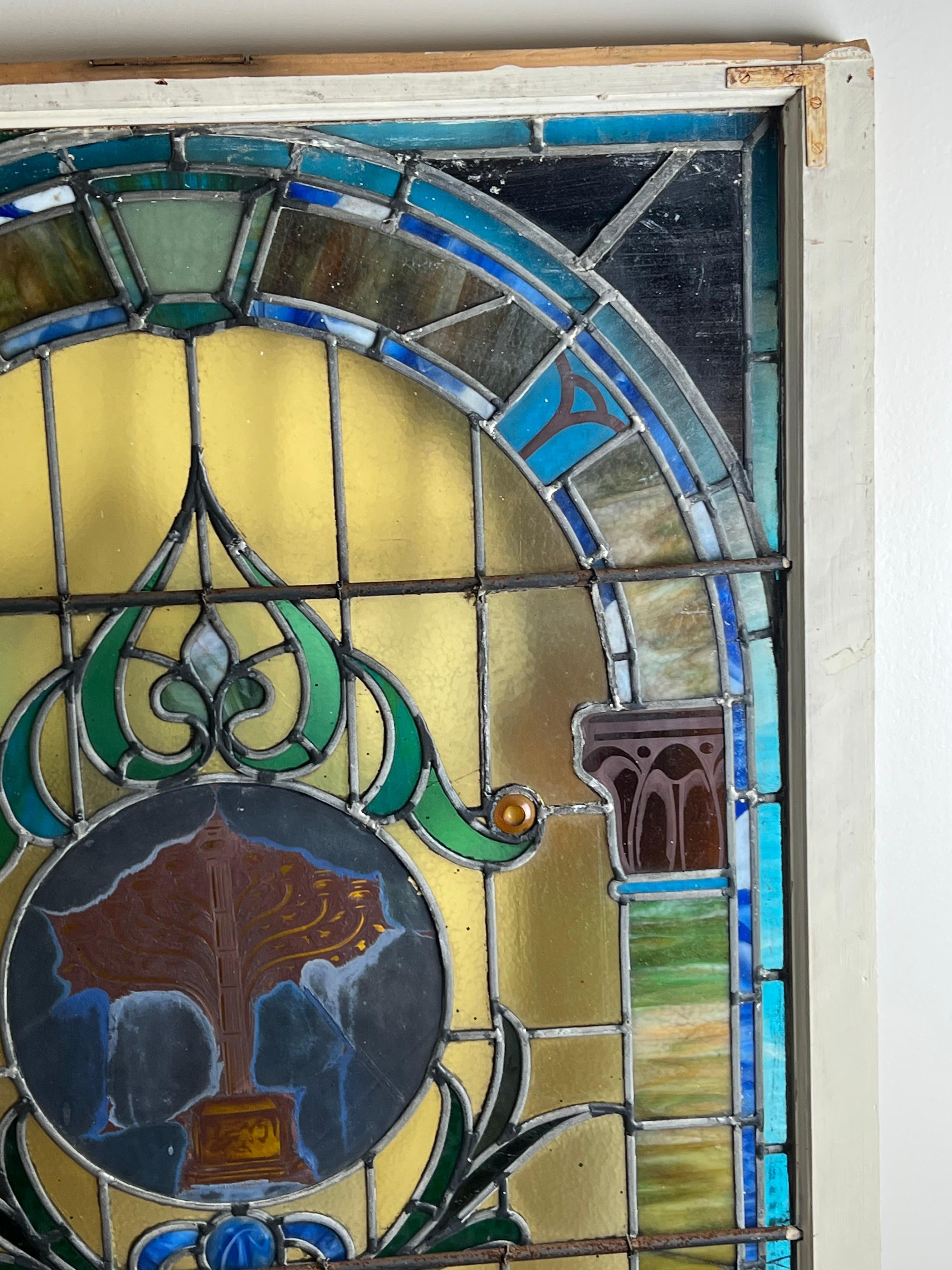 Antique Stained Glass Window From Temple Beth El Springfield MA c. Early 20th Ce For Sale 4