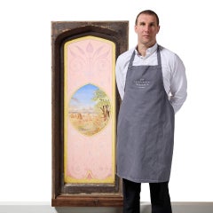 Antique Stained Glass Window of English Countryside Scene