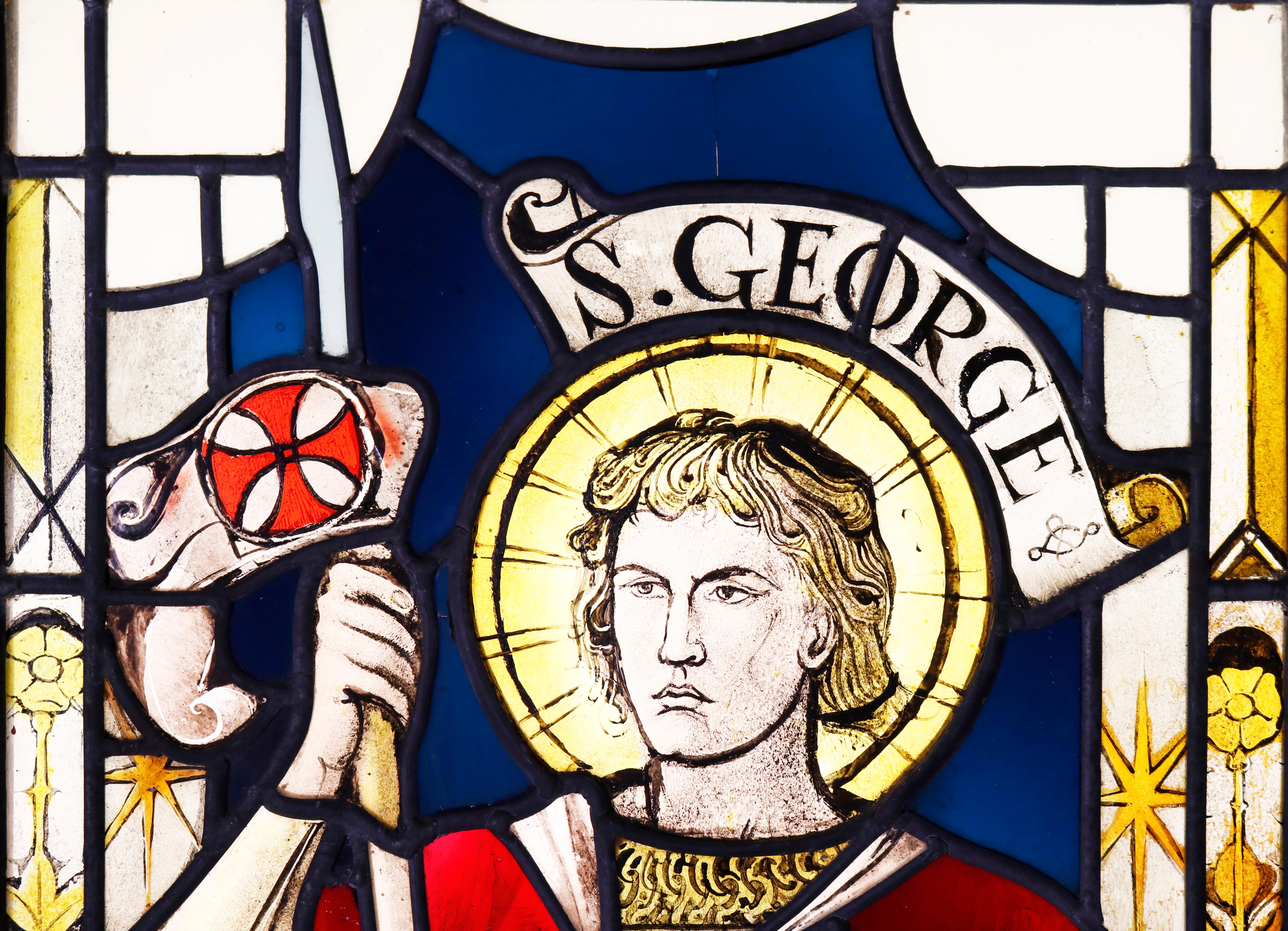 Antique Stained Glass Window of St George 1
