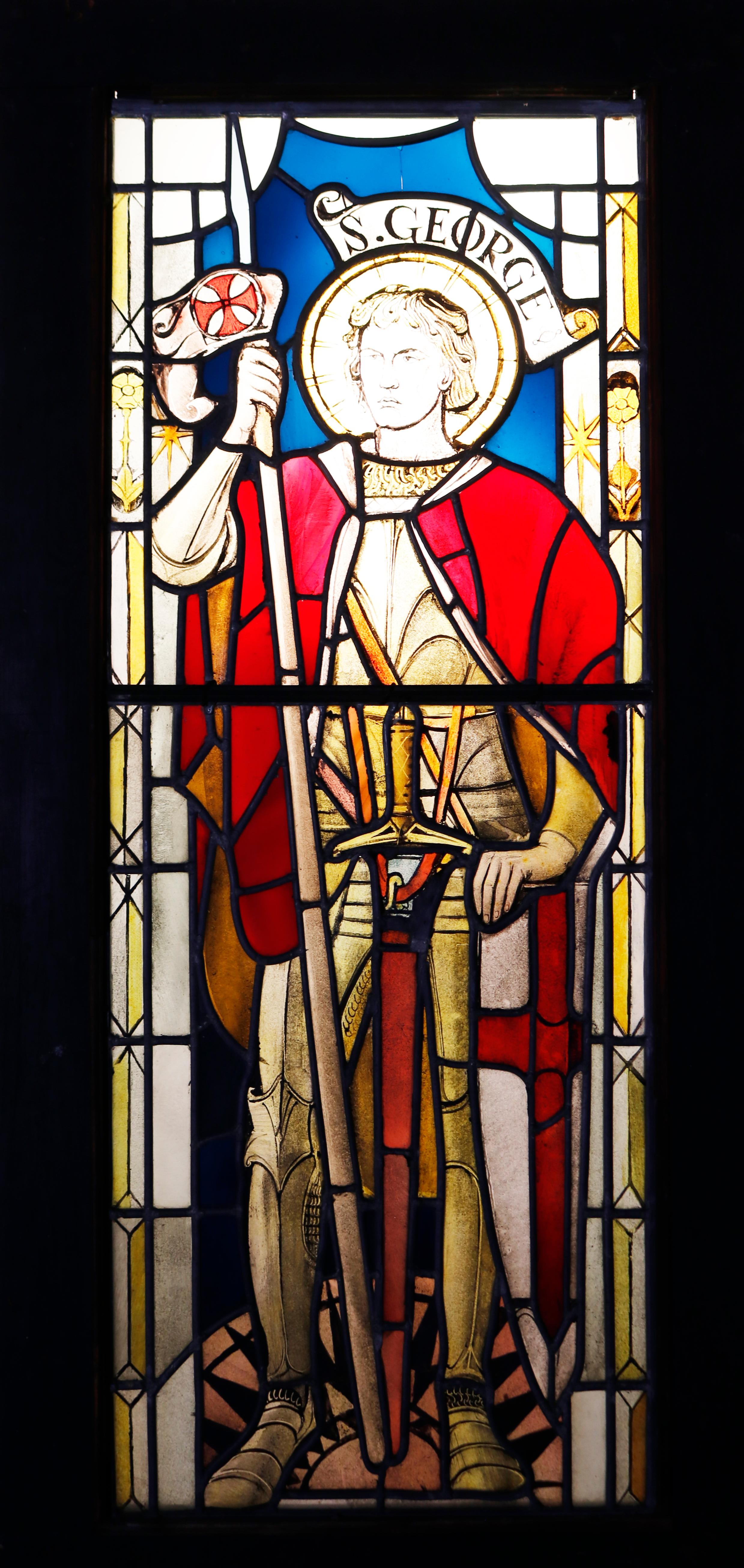 Antique Stained Glass Window of St George 2