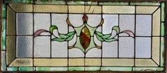 Antique Stained Glass Window Transom 42"x22"