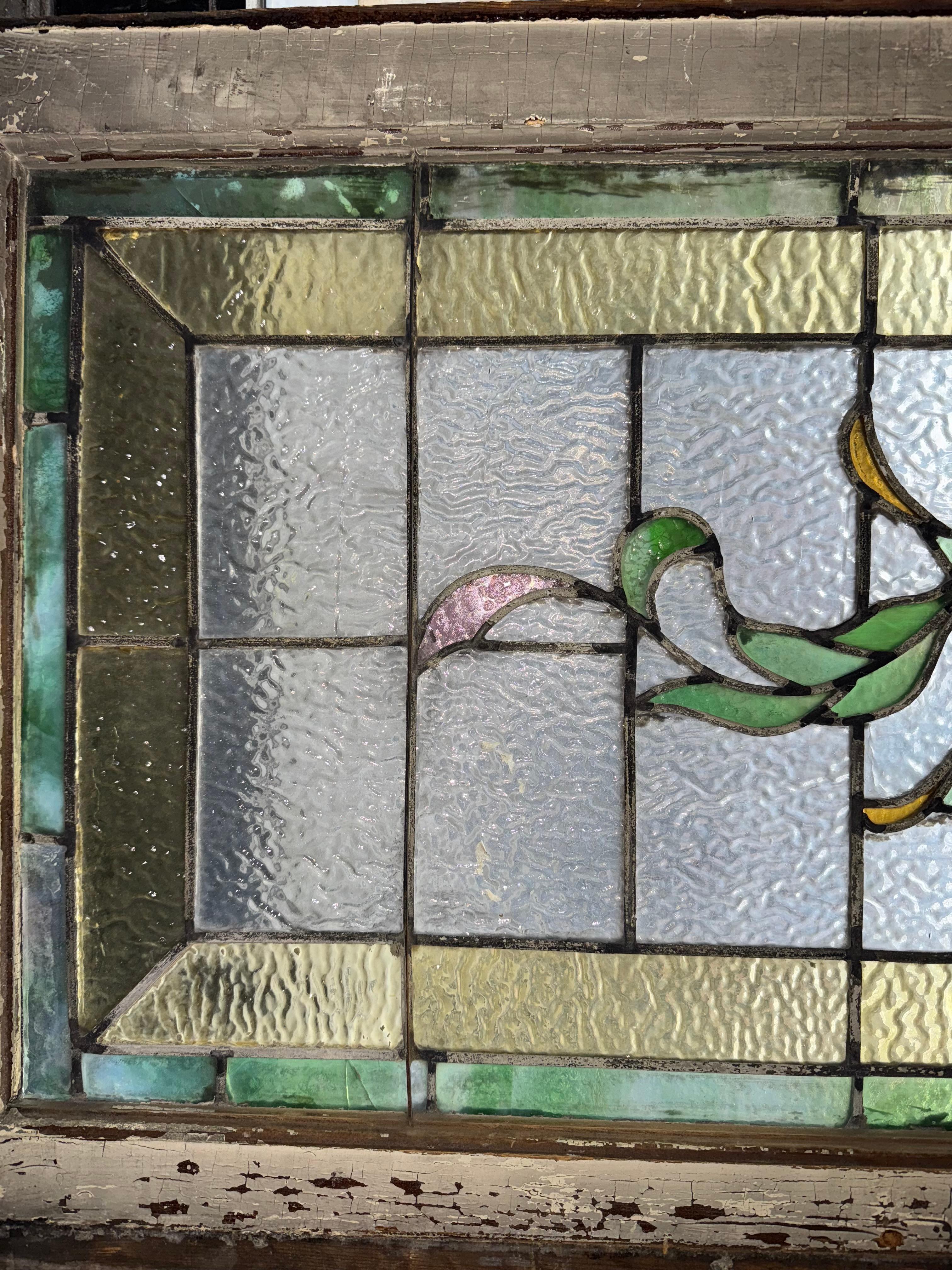 XX secolo Finestra antica Stained Glass Transom 42 