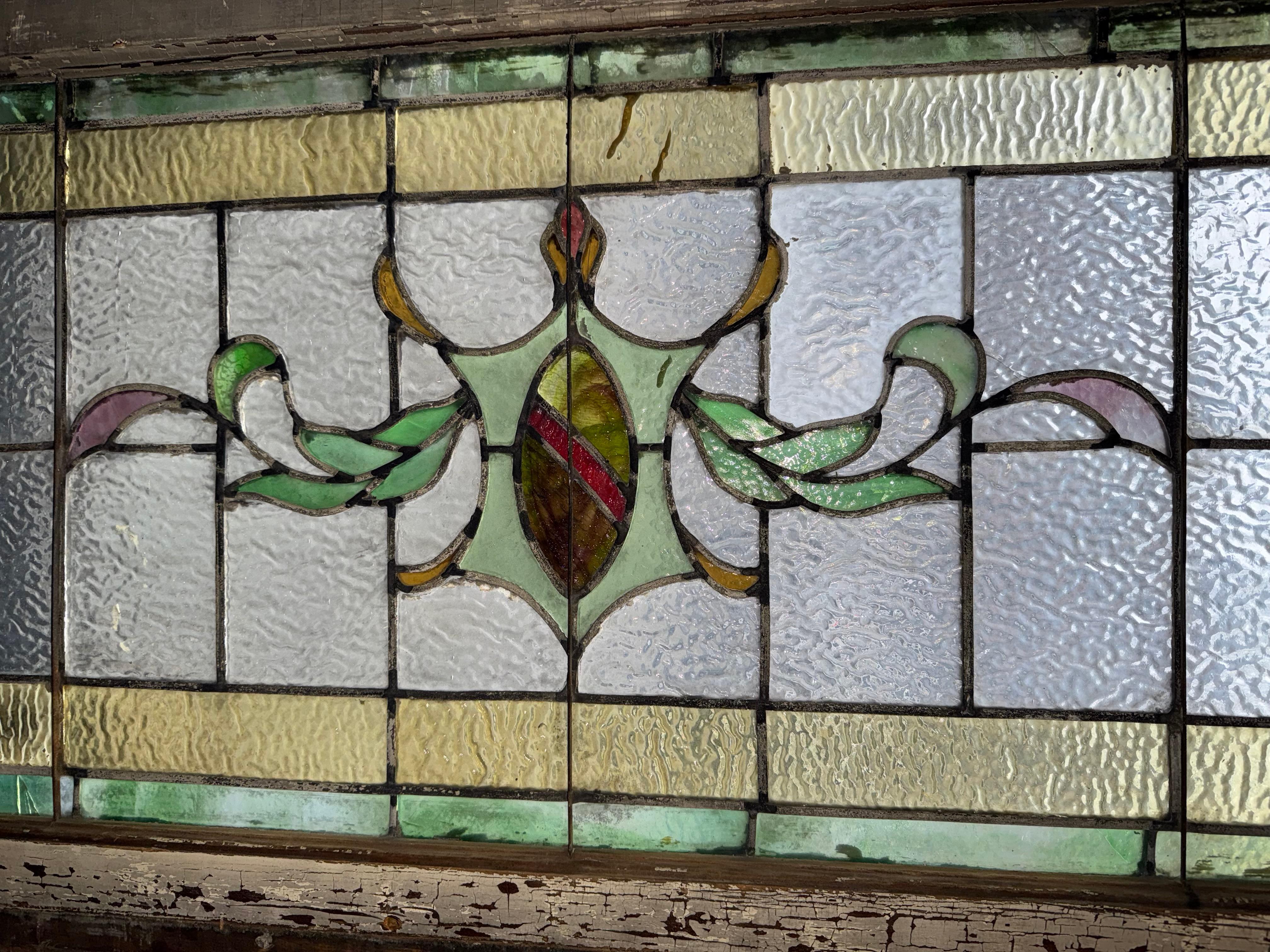 Vetro colorato Finestra antica Stained Glass Transom 42 