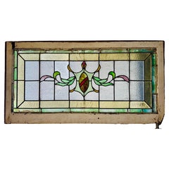 Antique Stained Glass Window Transom 42"x22"