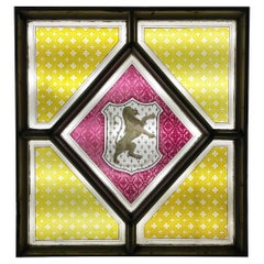 Antique Stained Glass Window with Tudor Trefor Family Crest