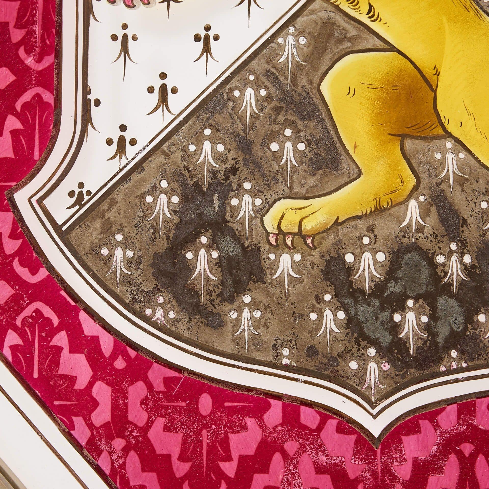 Victorian Antique Stained Glass Window with Welsh Family Crest For Sale