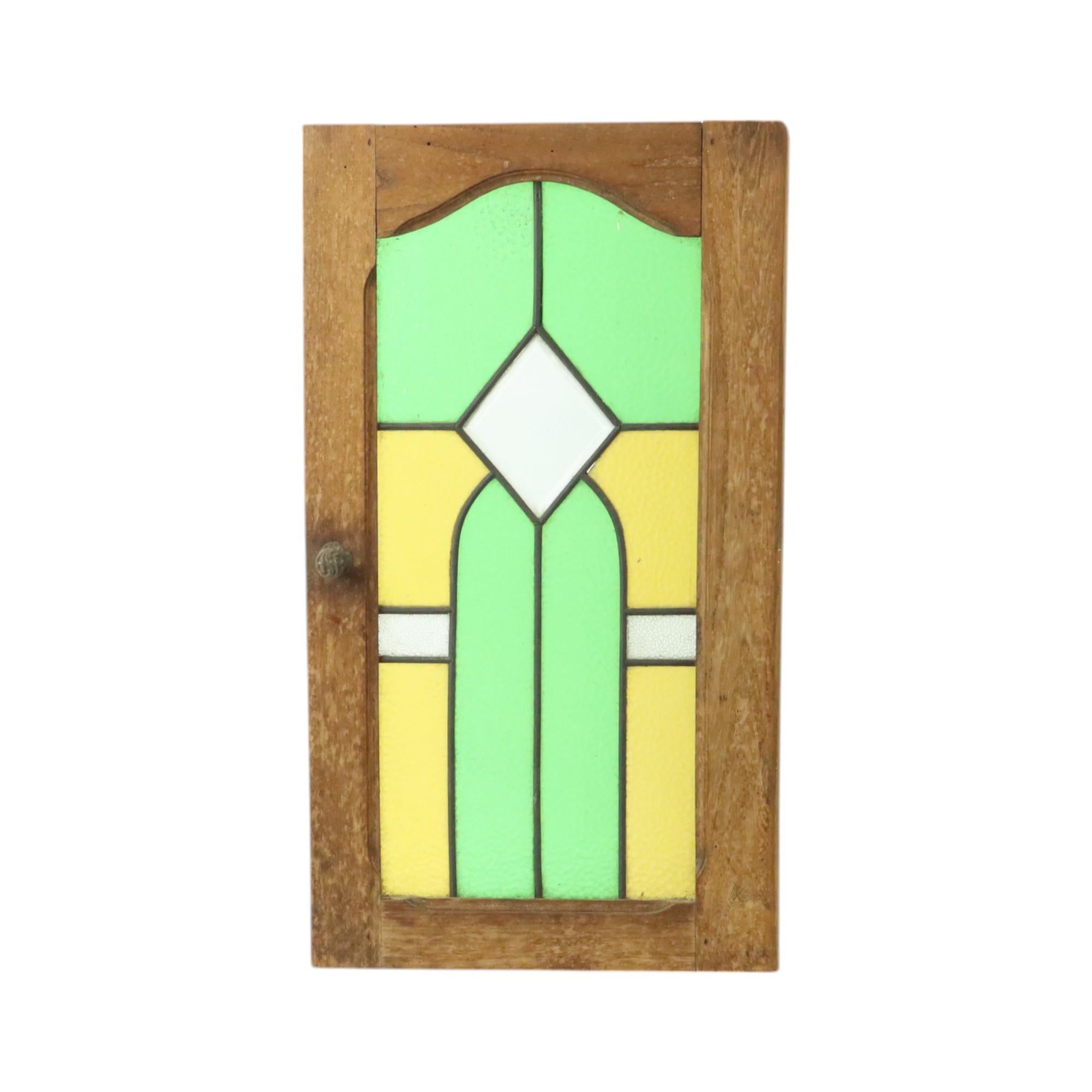 Antique Stained Glass Windows Oak Door Panel Art Deco 1