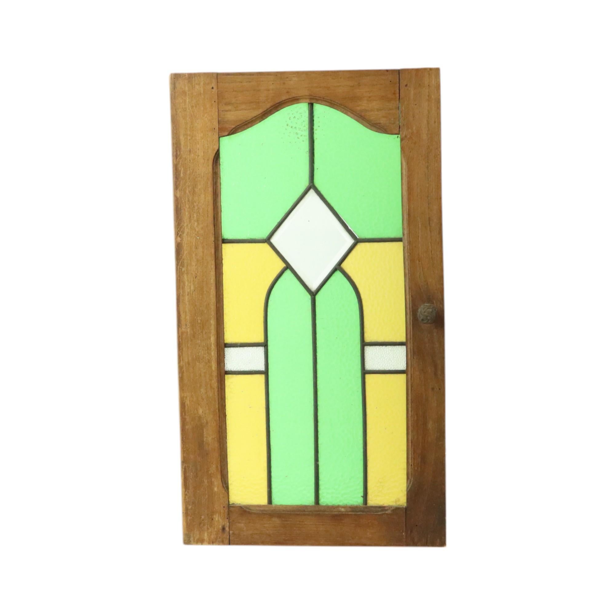 Antique Stained Glass Windows Oak Door Panel Art Deco 2